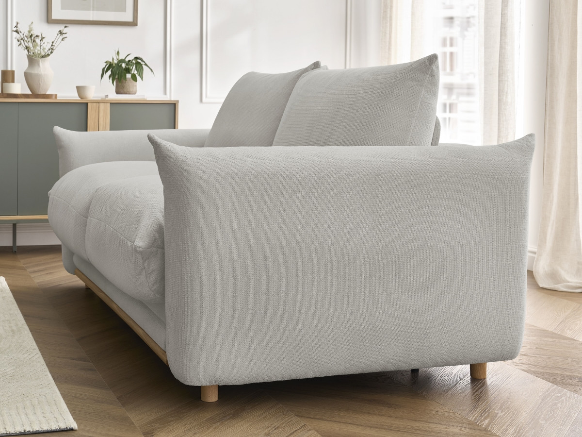 Bobochic Ernest Schlafsofa 3-Sitzer, Liegefläche 190 × 140 / 160 cm Stoff Hellgrau, Liegefläche 160 × 190 cm