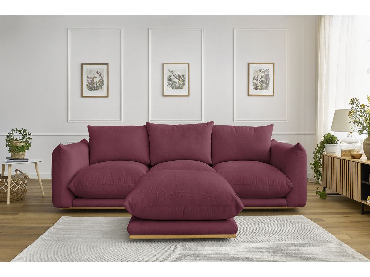 Bobochic Ernest Sofa 4-Sitzer mit Pouf Stoff Rot