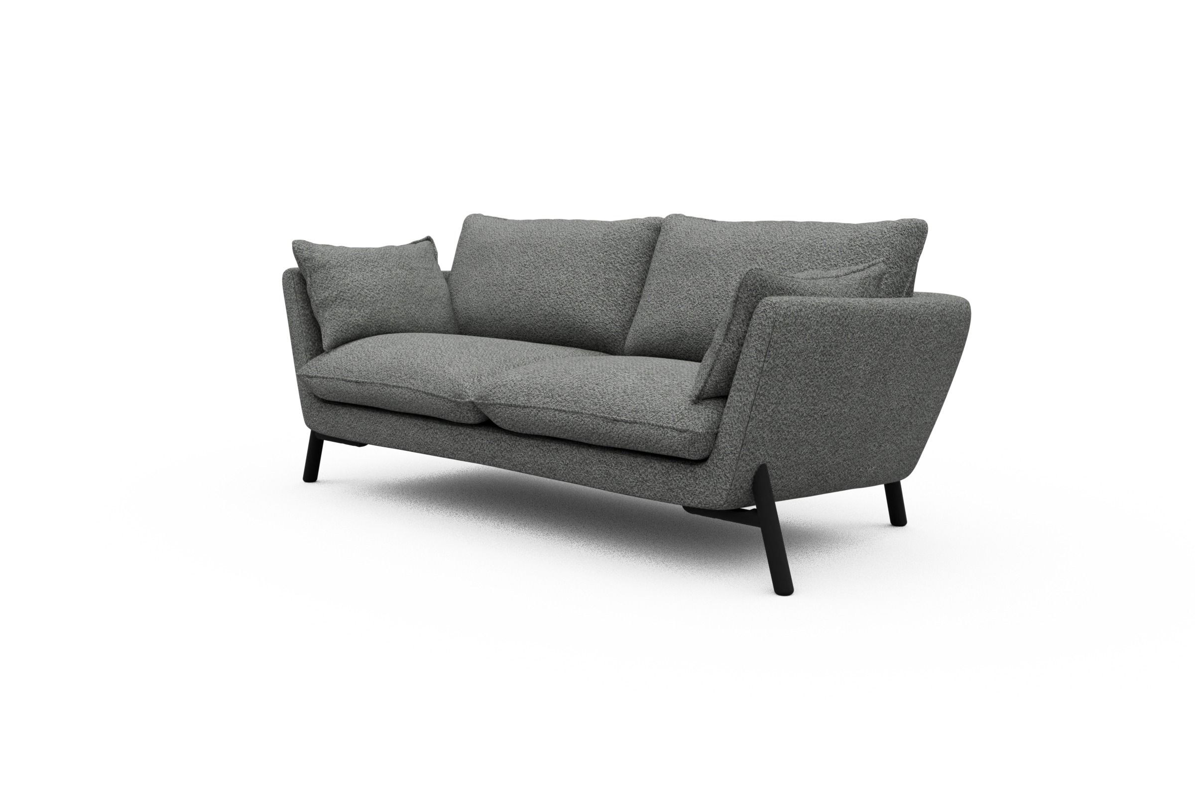 Sofa Emil 2-Sitzer Beinfarbe Eiche Schwarz Vanora-Warm-Grey