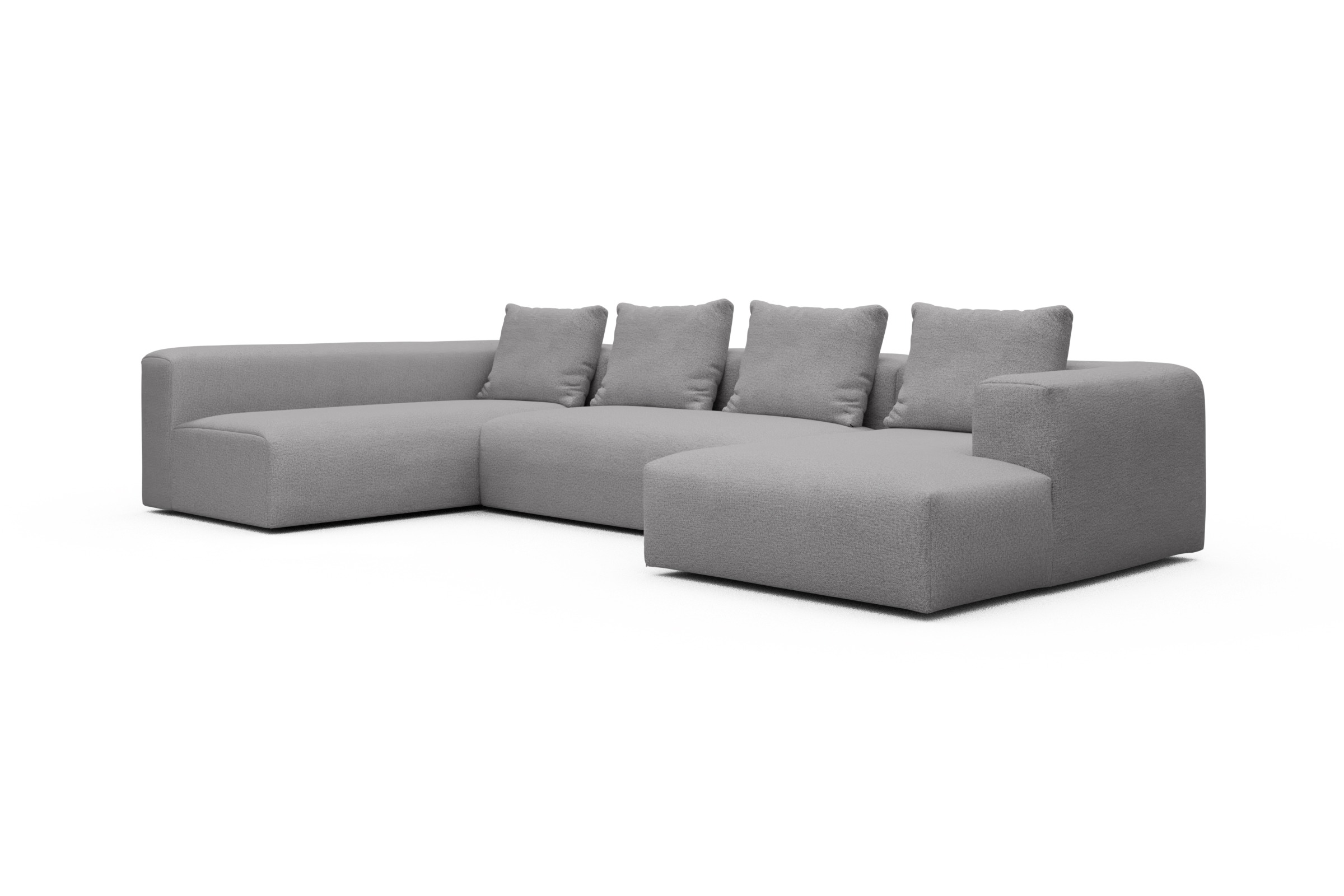 Wohnlandschaft Fred Chaiselongue rechts mit 2-Sitzer und lange Armlehne links Sama-Grey