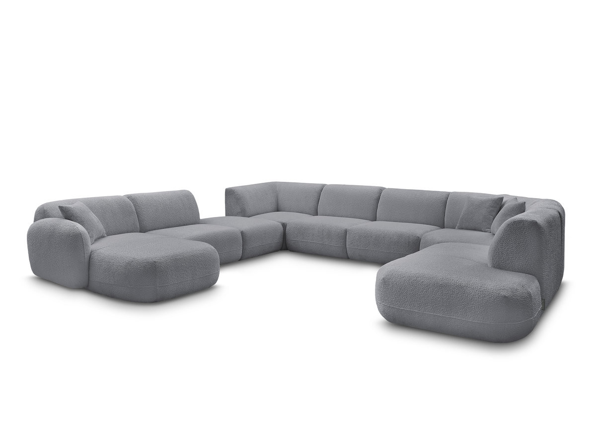 Bobochic Anda Wohnlandschaft mit Pouf 396 × 357 cm Chenille Grau Ecke links