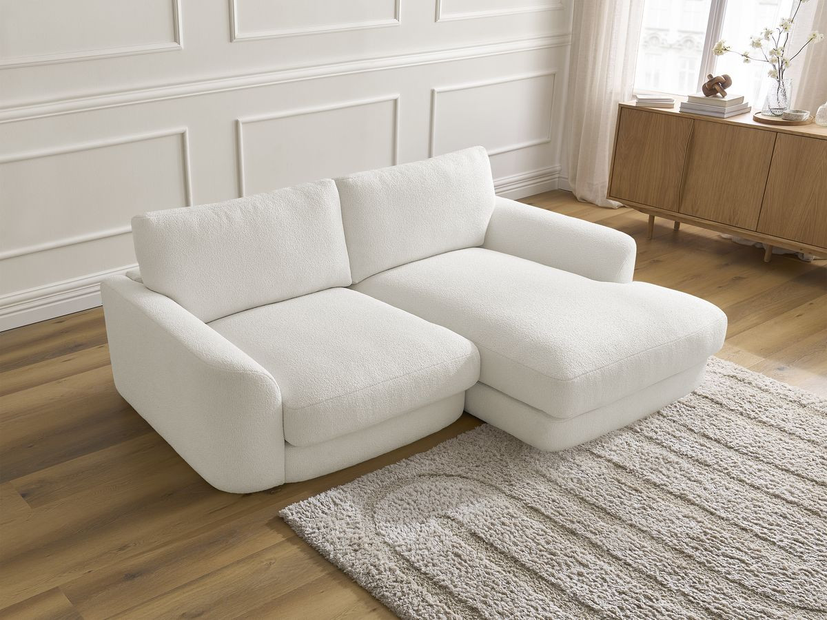 Bobochic Leonore Ecksofa Bouclé-Stoff Weiß Ecke rechts