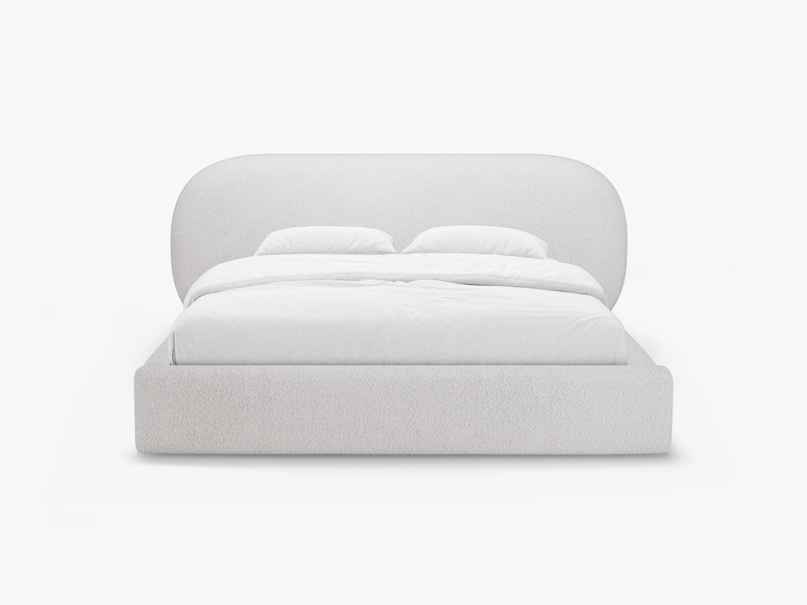 Micadoni Stauraumbett mit Kopfteil Ovalo Boucle Baloo Hellgrau 180x200