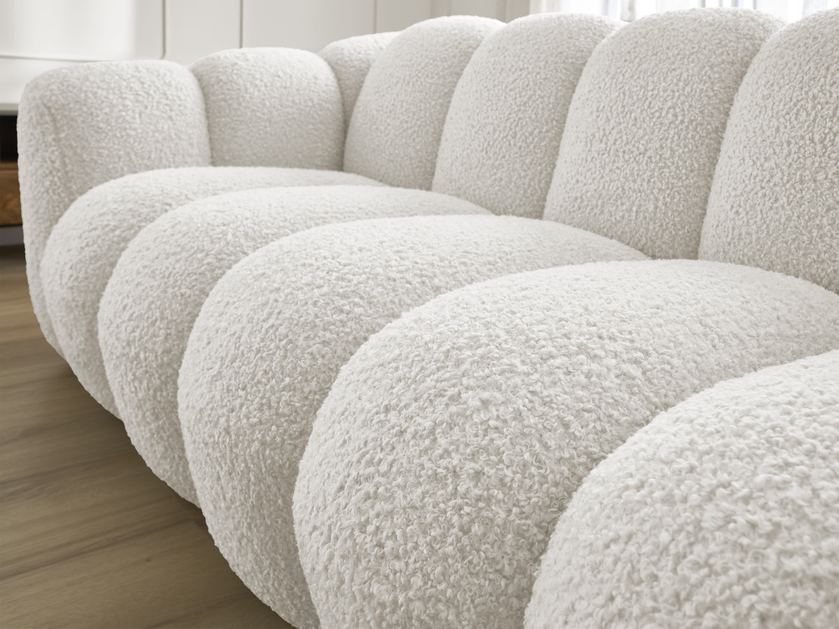 Bobochic Hippolyte Sofa 3-Sitzer Bouclé-Stoff Weiß