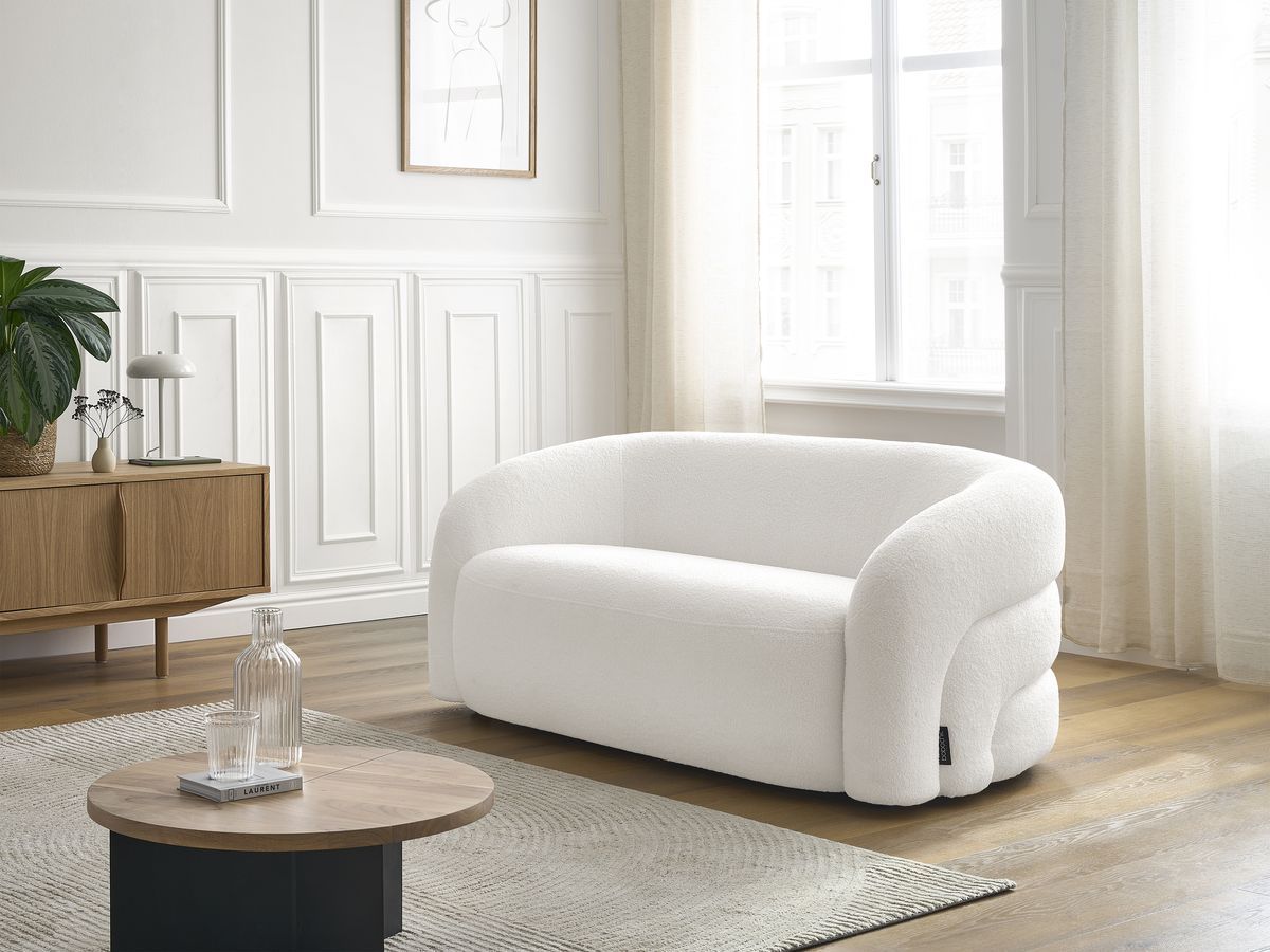 Bobochic Elina Sofa 2-Sitzer Bouclé-Stoff Weiß