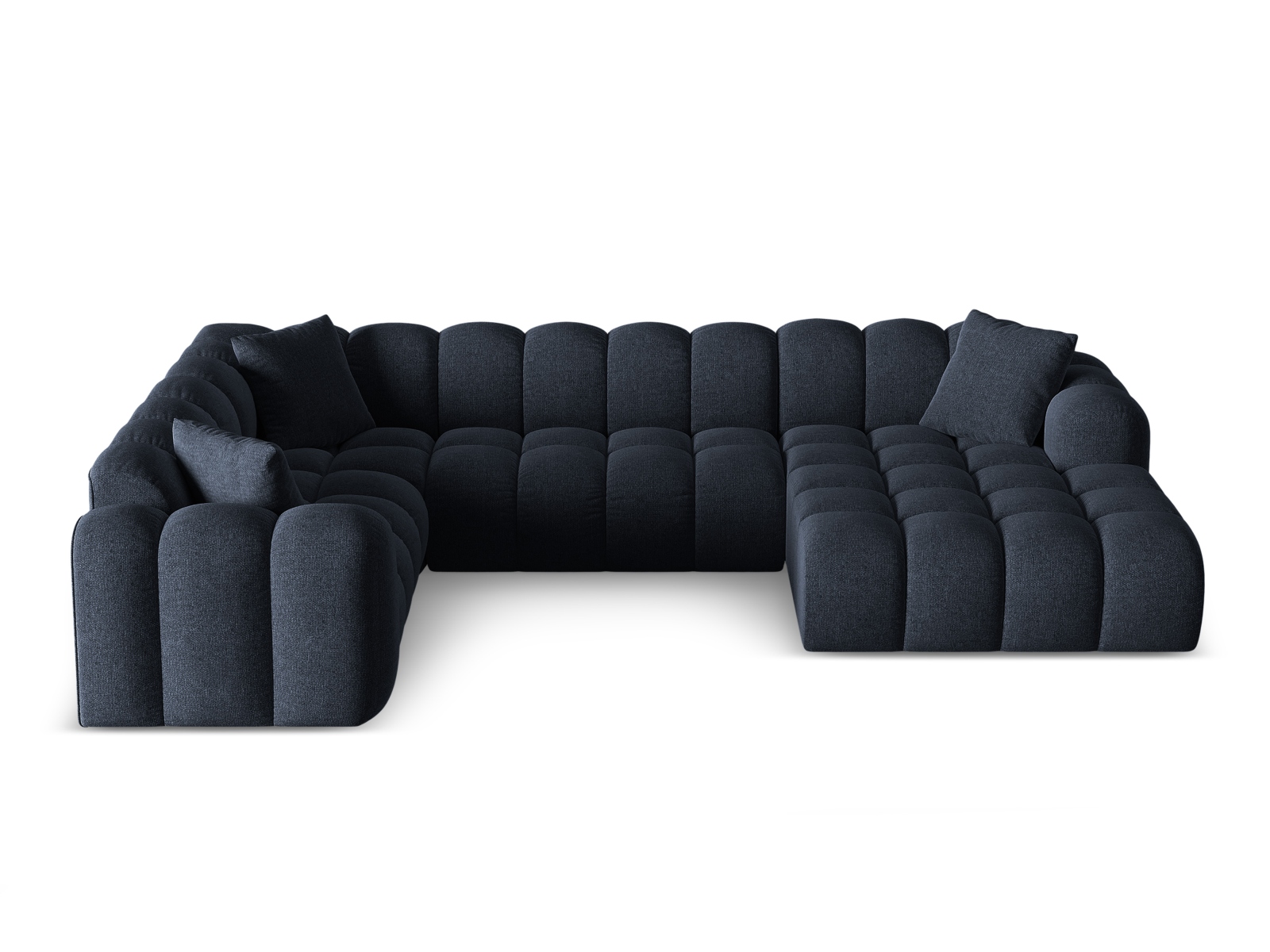 Cosmopolitan Design Panoramasofa Treno 4-Sitzer Chenille Eden Marineblau Links