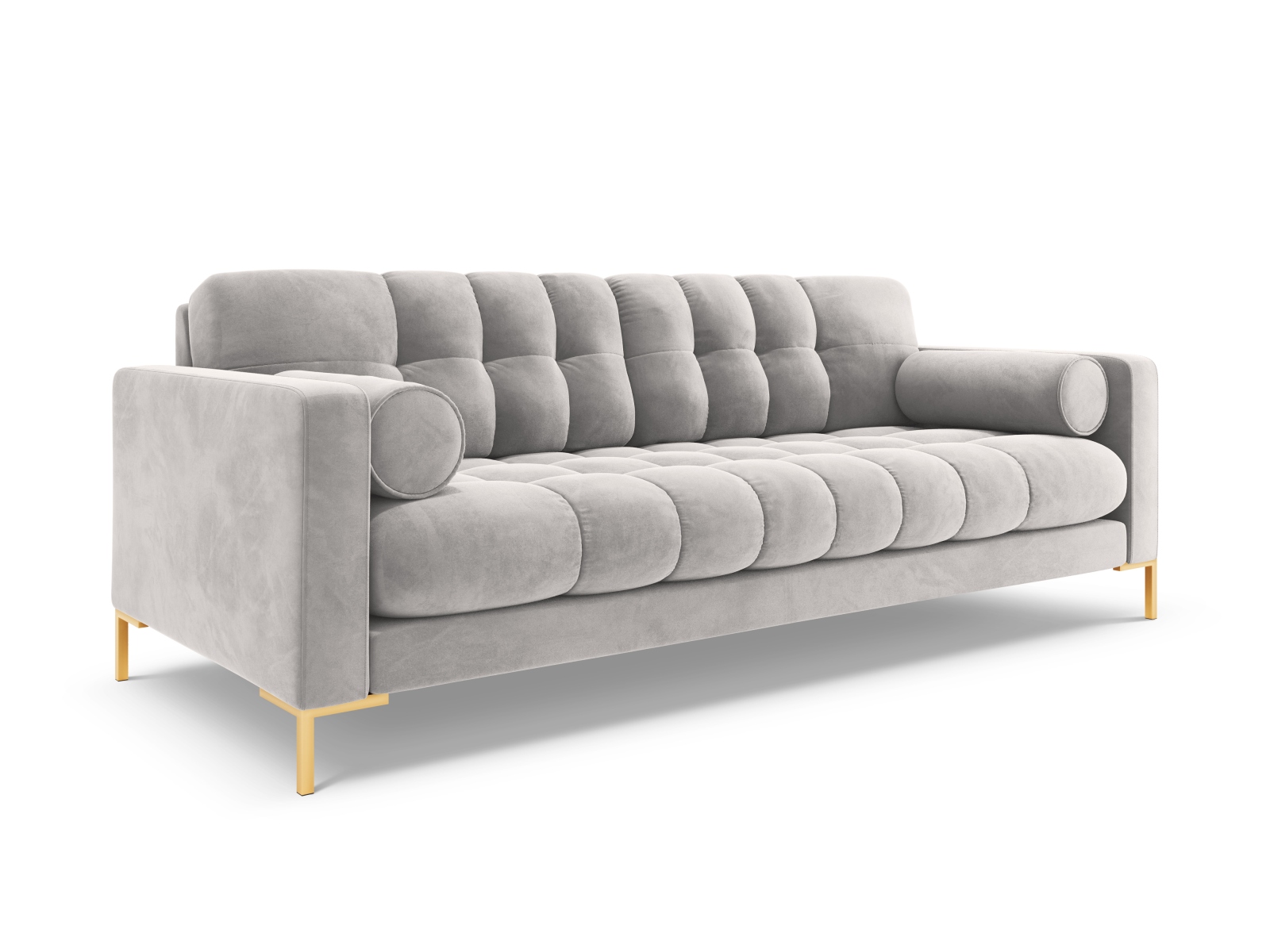 Cosmopolitan Design Sofa Bali 4-Sitzer Samt Bluvel Silber Beine Gold