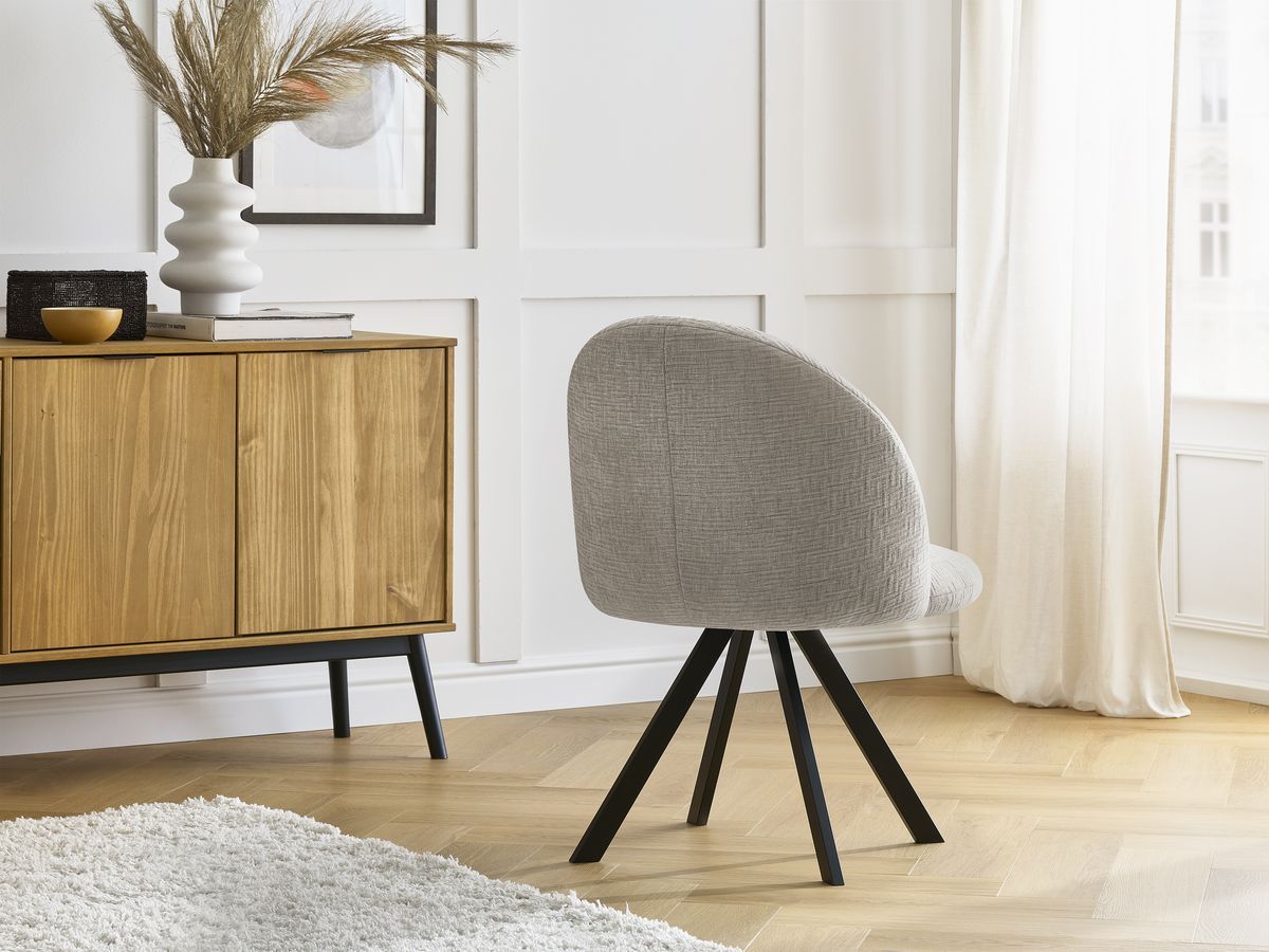 Bobochic Lalie Esszimmerstuhl mit Sternfuß Strukturstoff Beige