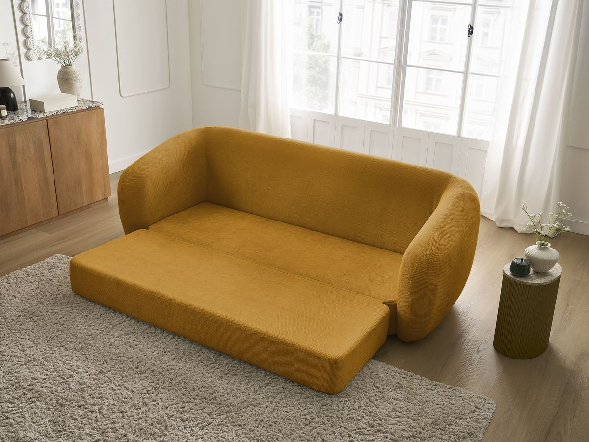 Bobochic Neyo Schlafsofa 3-Sitzer Stoff Gelb