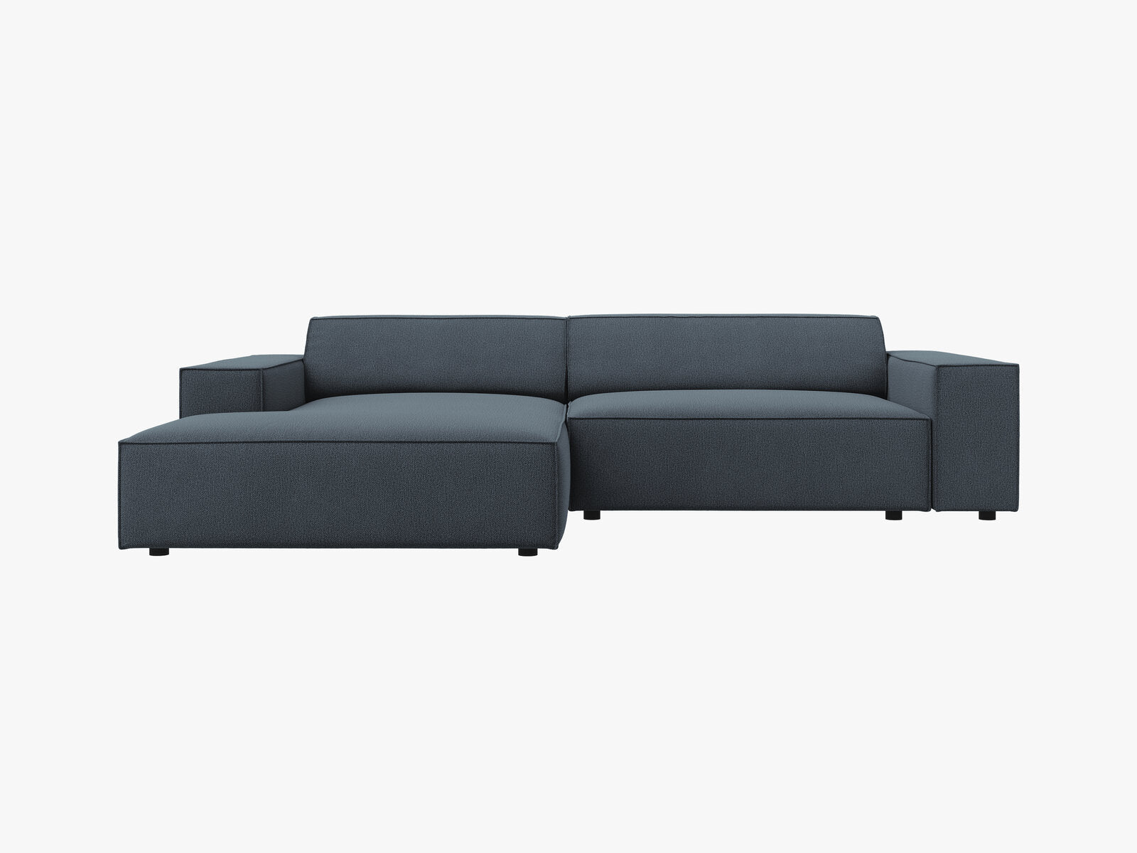 Micadoni Ecksofa Jodie 3-Sitzer Links Strukturierter Stoff Megan Blau