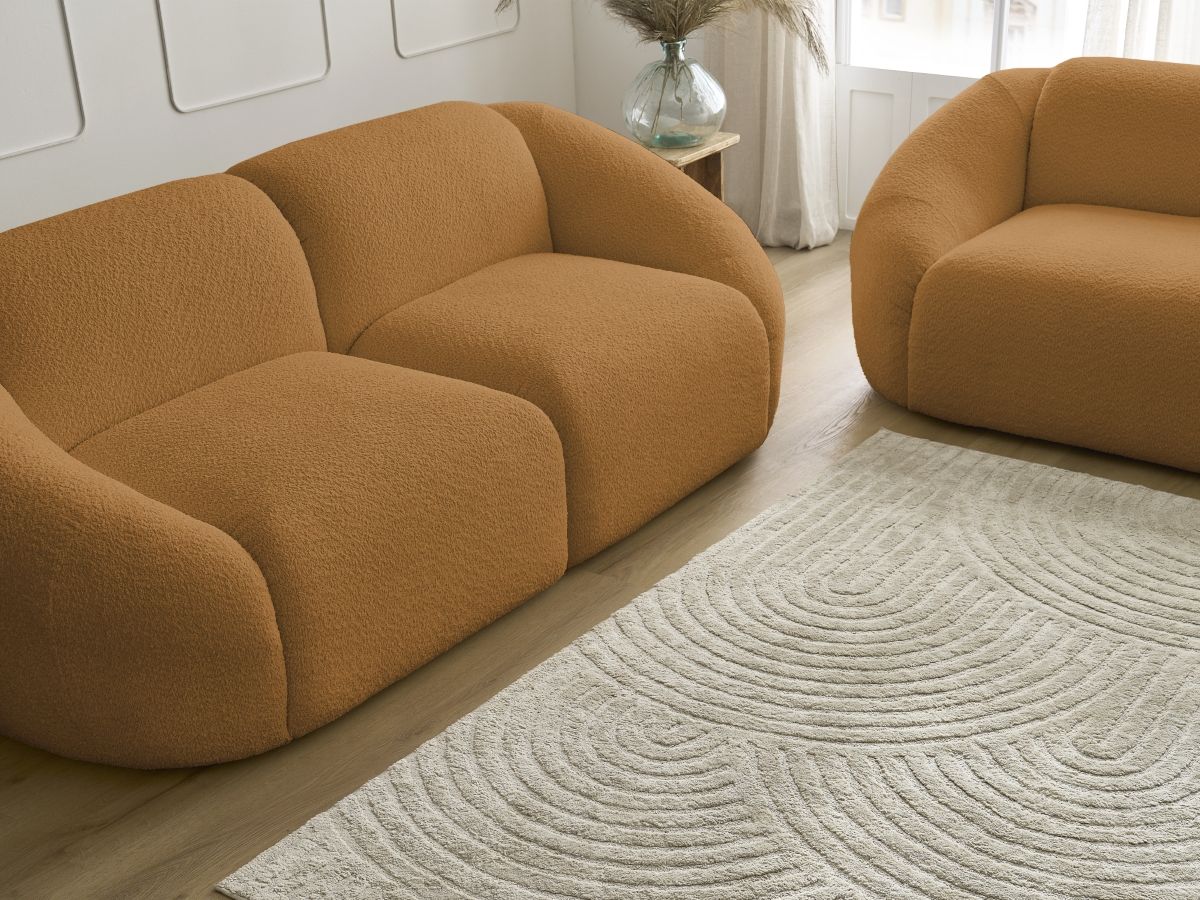 Bobochic Tina Sofa 5-Sitzer Bouclé-Stoff Gelb