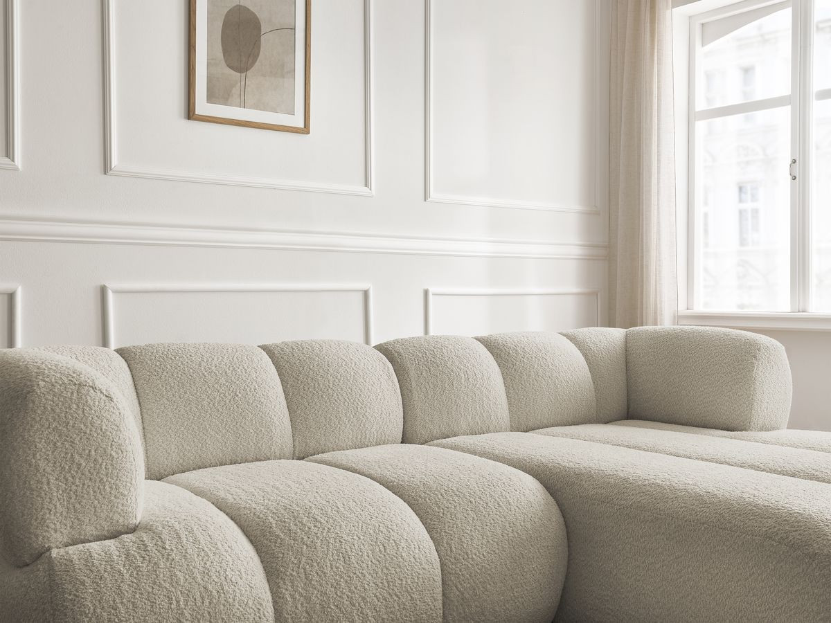 Bobochic Pamira Ecksofa Bouclé-Stoff Beige Ecke rechts