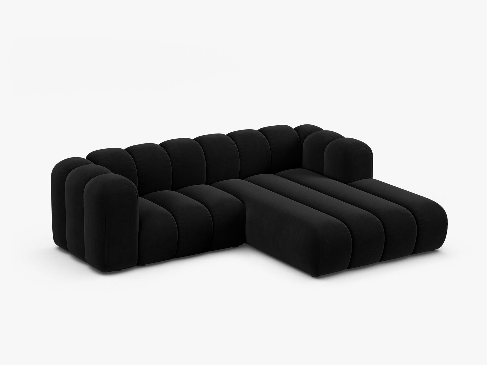 Micadoni Modulares Ecksofa Lupine 3-Sitzer Rechts Samt Salvador Schwarz