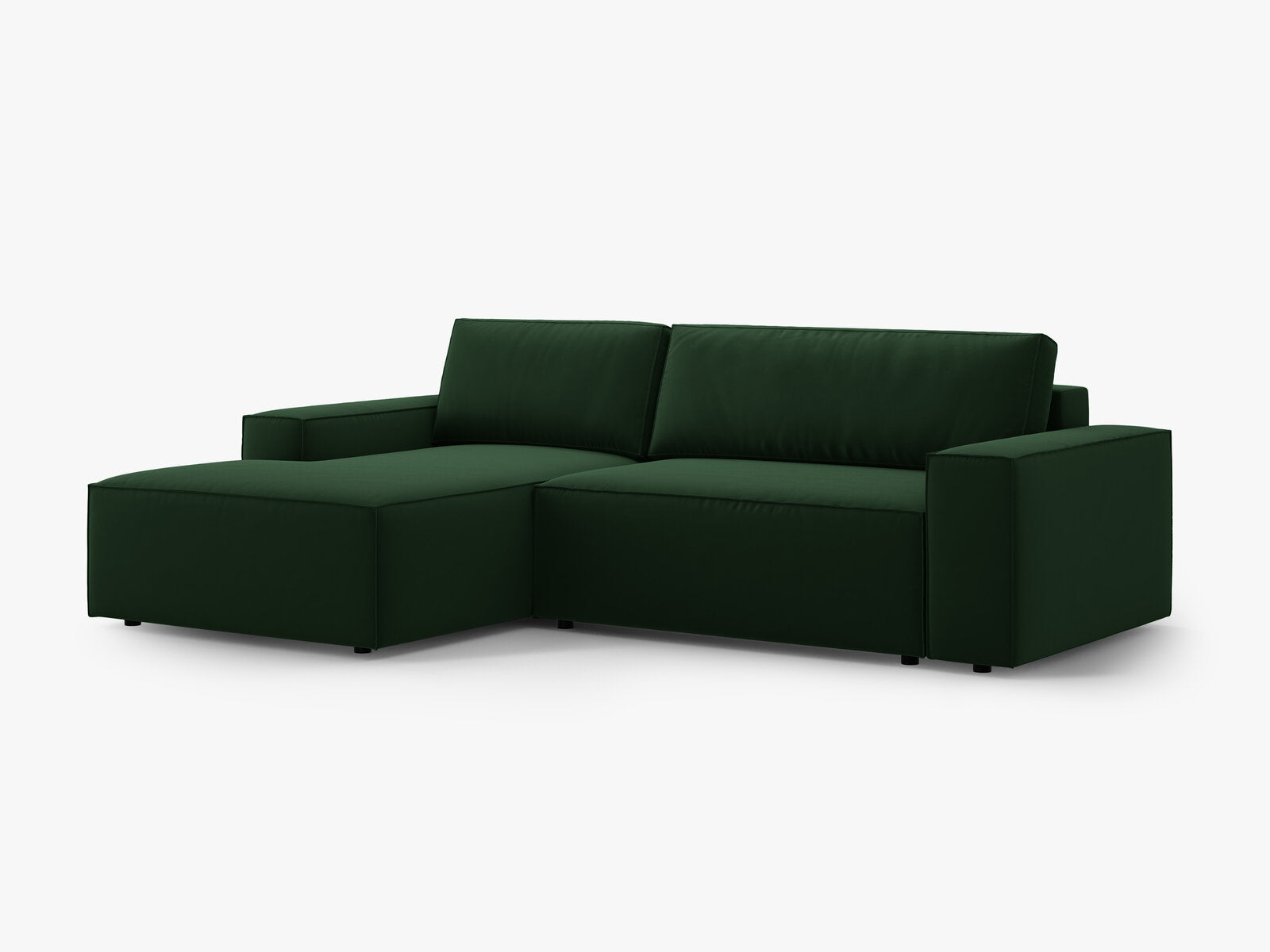 Micadoni Schlaf-Ecksofa Jodie 3-Sitzer Links Samt Flaschengrün