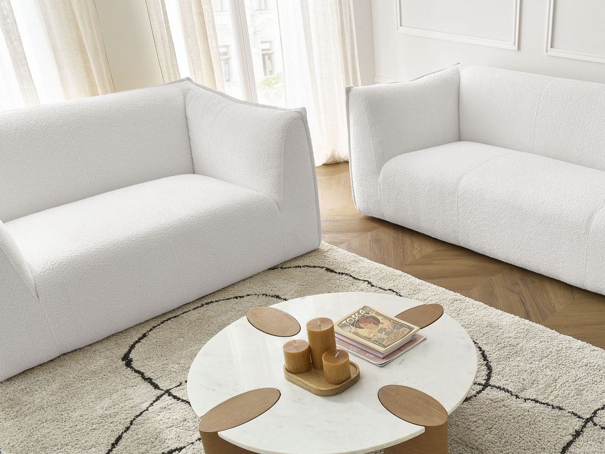 Bobochic Giorgia Sofa 5-Sitzer 412 × 100 cm Bouclé-Stoff Weiß