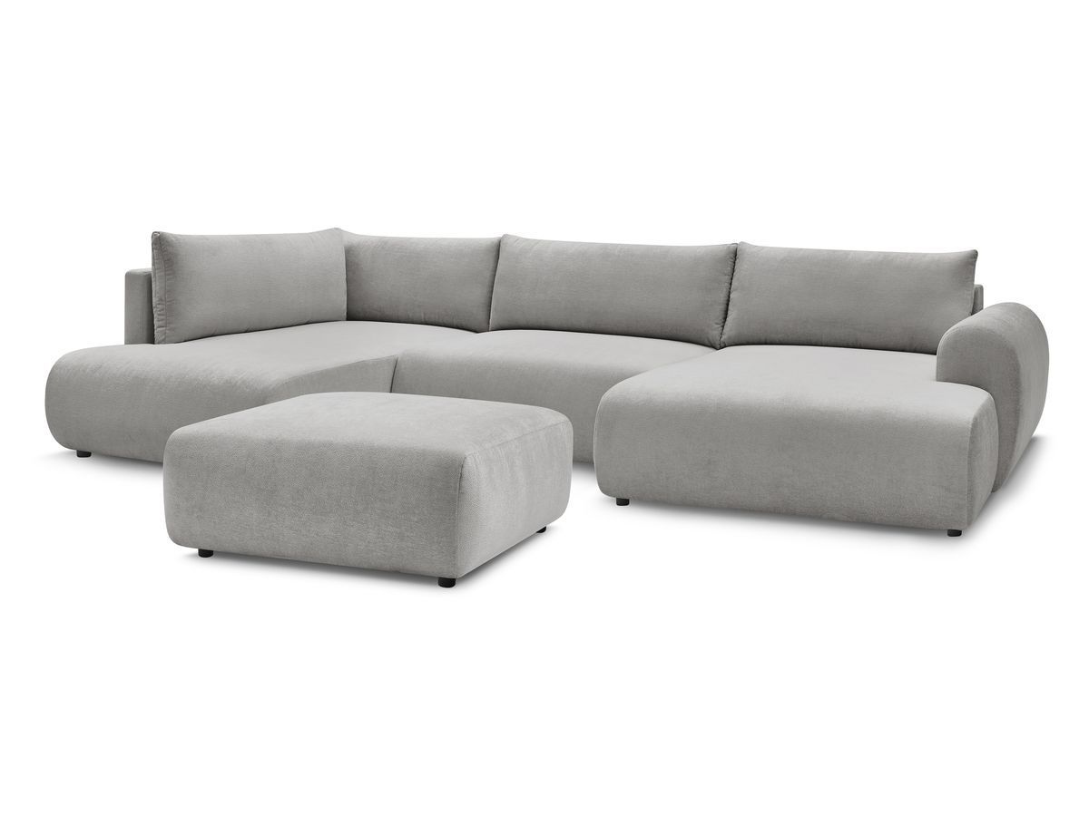 Bobochic Lucien Wohnlandschaft mit Pouf Stoff Hellgrau Ecke rechts