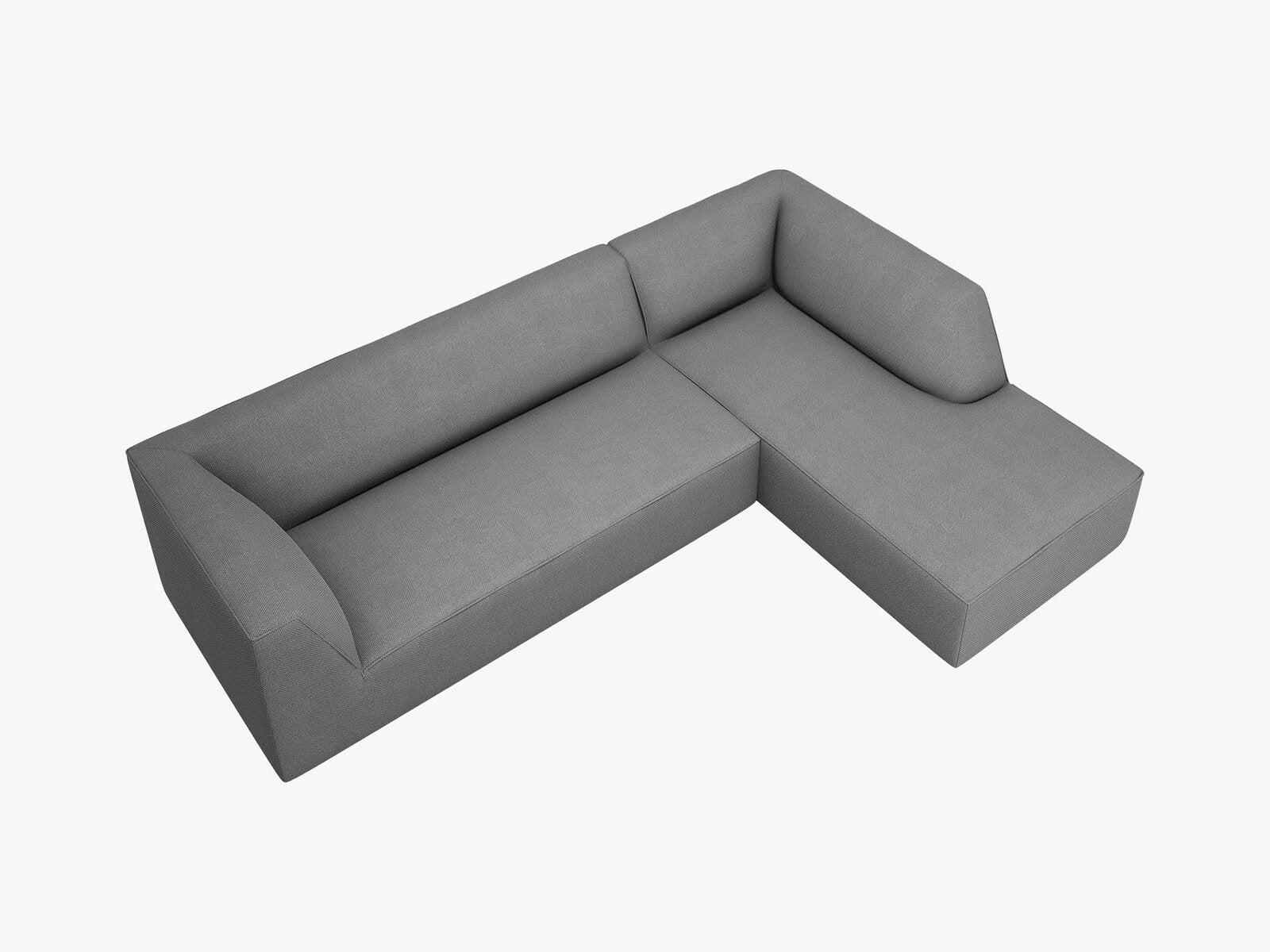 Micadoni 4-Sitzer Modular Sofa Ruby Rechts Strukturierter Stoff Ottawa Grau