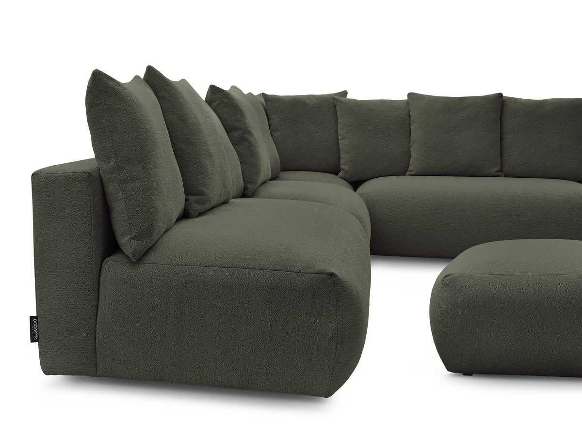 Bobochic Voltaire Ecksofa mit Pouf 322 × 268 cm Melange-Stoff Grün Ecke rechts