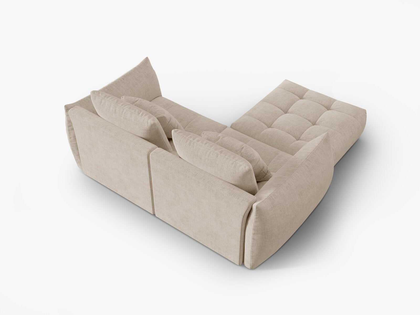 Micadoni Ecksofa Bloom 3-Sitzer Strukturierter Stoff Wind Helles Beige