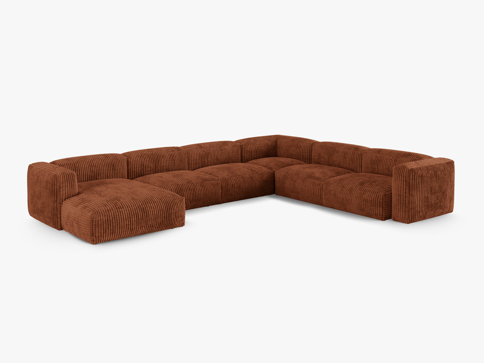 Micadoni modulares Ecksofa XL Martina 6-Sitzer 90cm Sitztiefe Rechts Kord Tilia Ziegel
