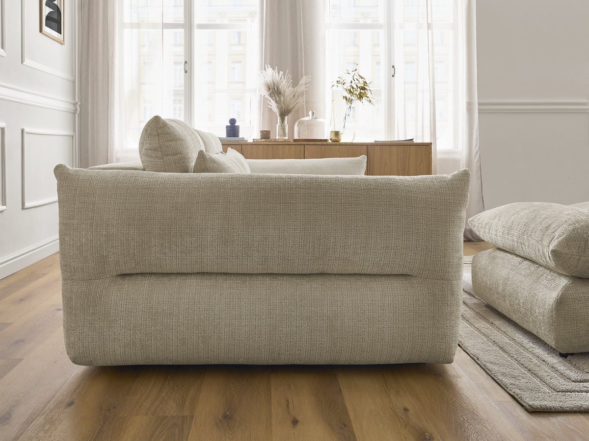 Bobochic Neil Sofa 3-Sitzer mit Pouf Strukturstoff Beige