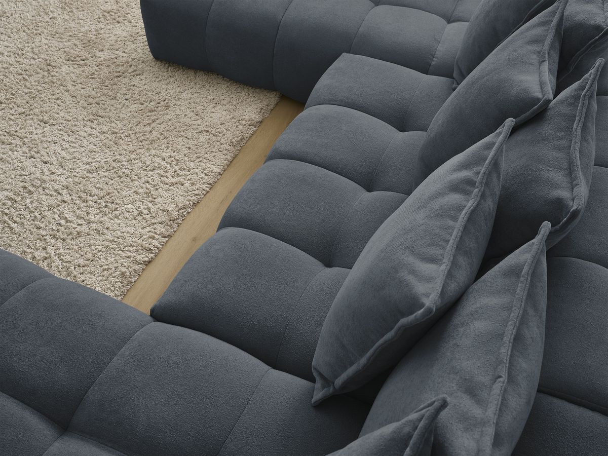 Bobochic Everest Wohnlandschaft, 14 Kissen Strukturstoff Dunkelblau Ecke rechts