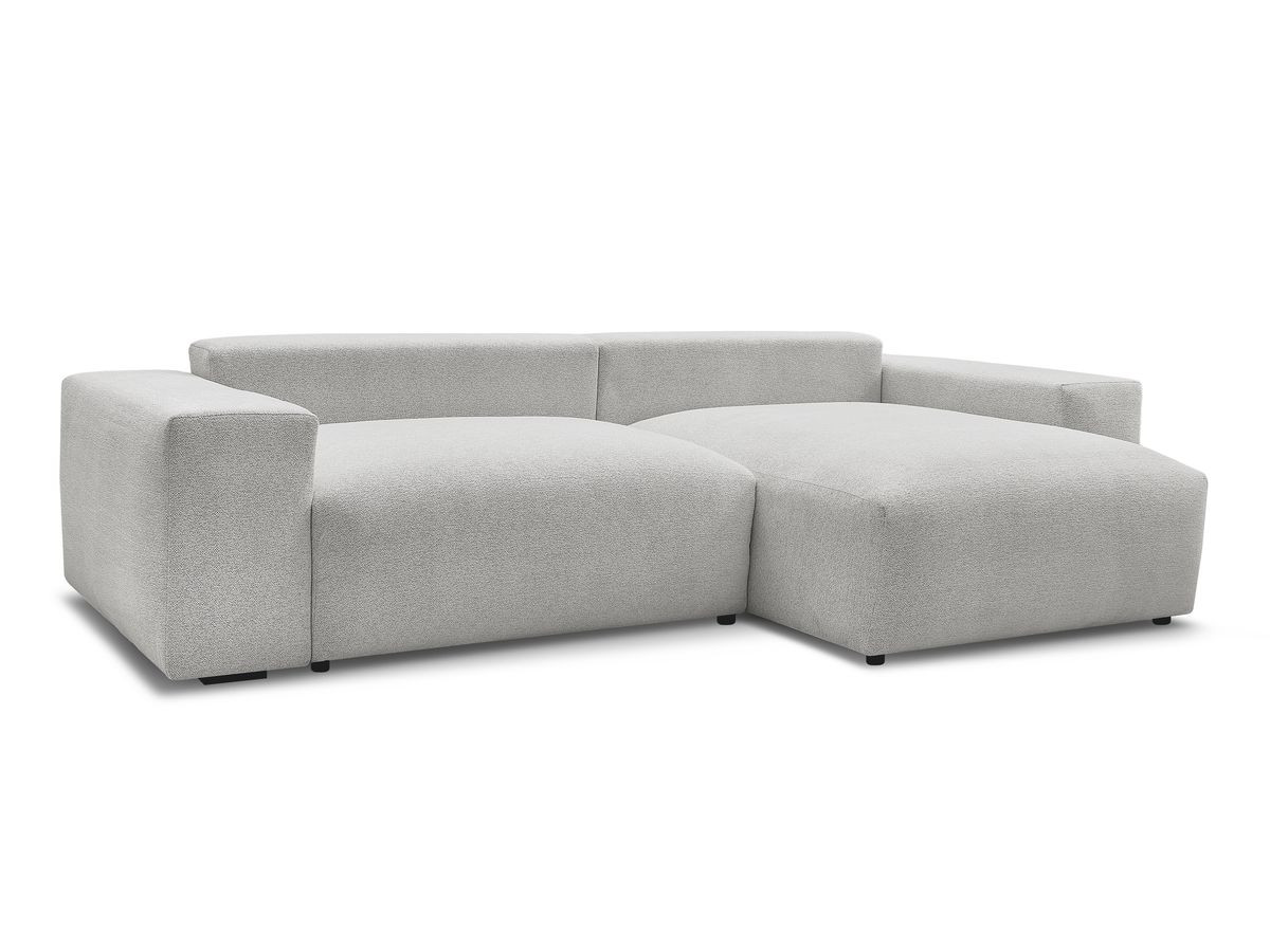 Bobochic Voltaire Ecksofa mit Schlaffunktion und Bettkasten Melange-Stoff Hellgrau