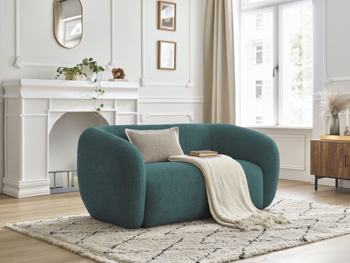 Bobochic Celine Sofa 2-Sitzer Bouclé-Stoff Hellblau