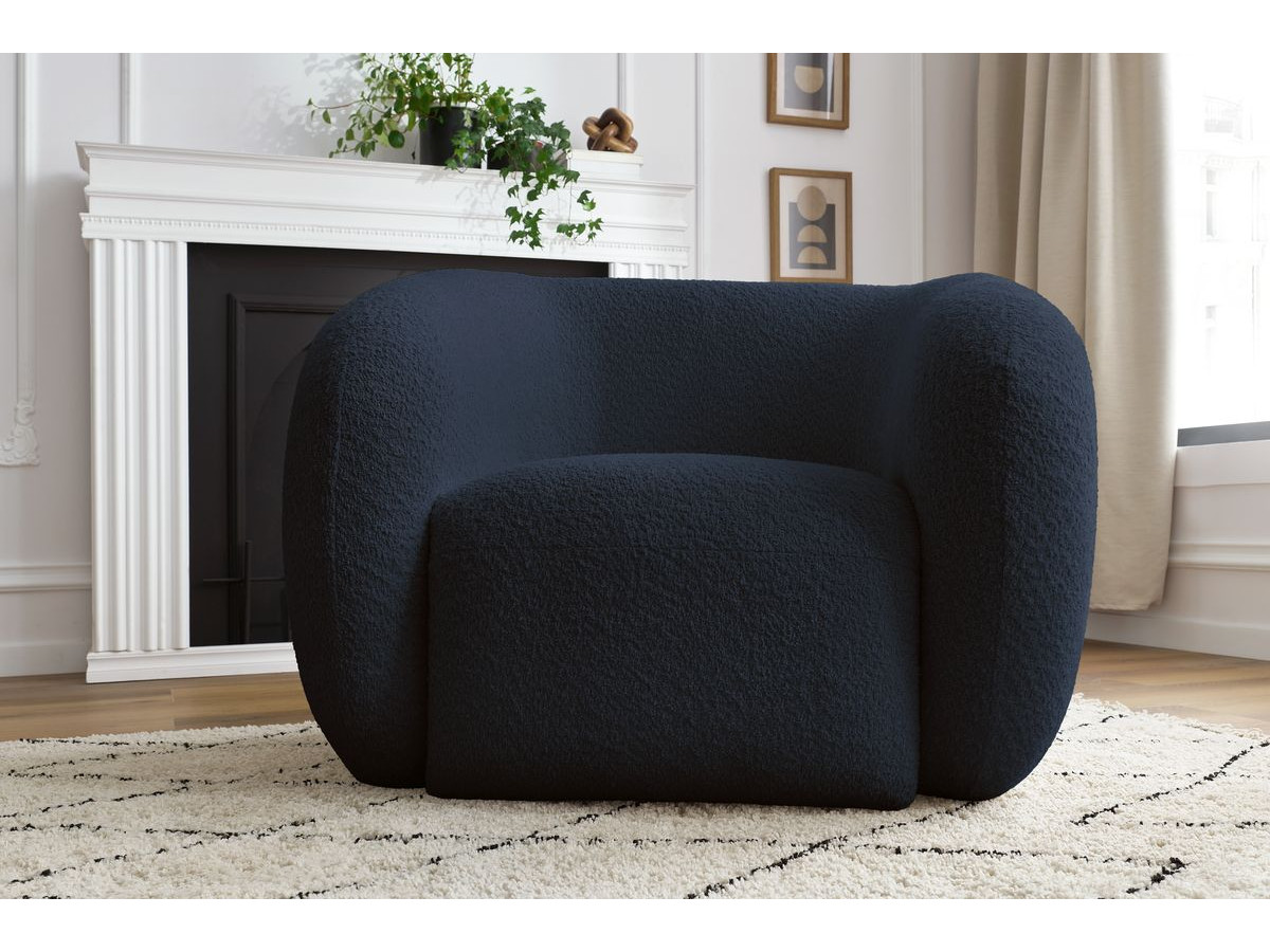 Bobochic Celine Sessel Bouclé-Stoff Dunkelblau