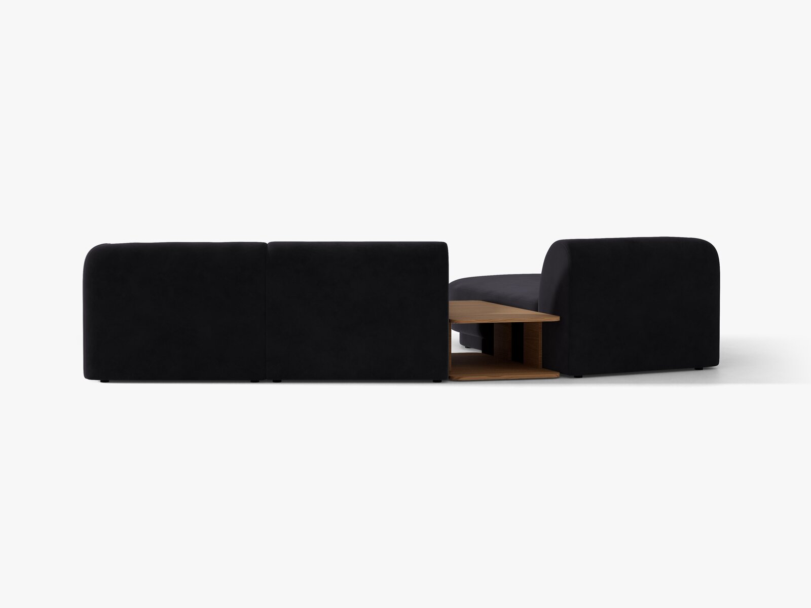 Micadoni Modulares Sofa Miley mit Recamiere 3-Sitzer Links Samt Venus Schwarz