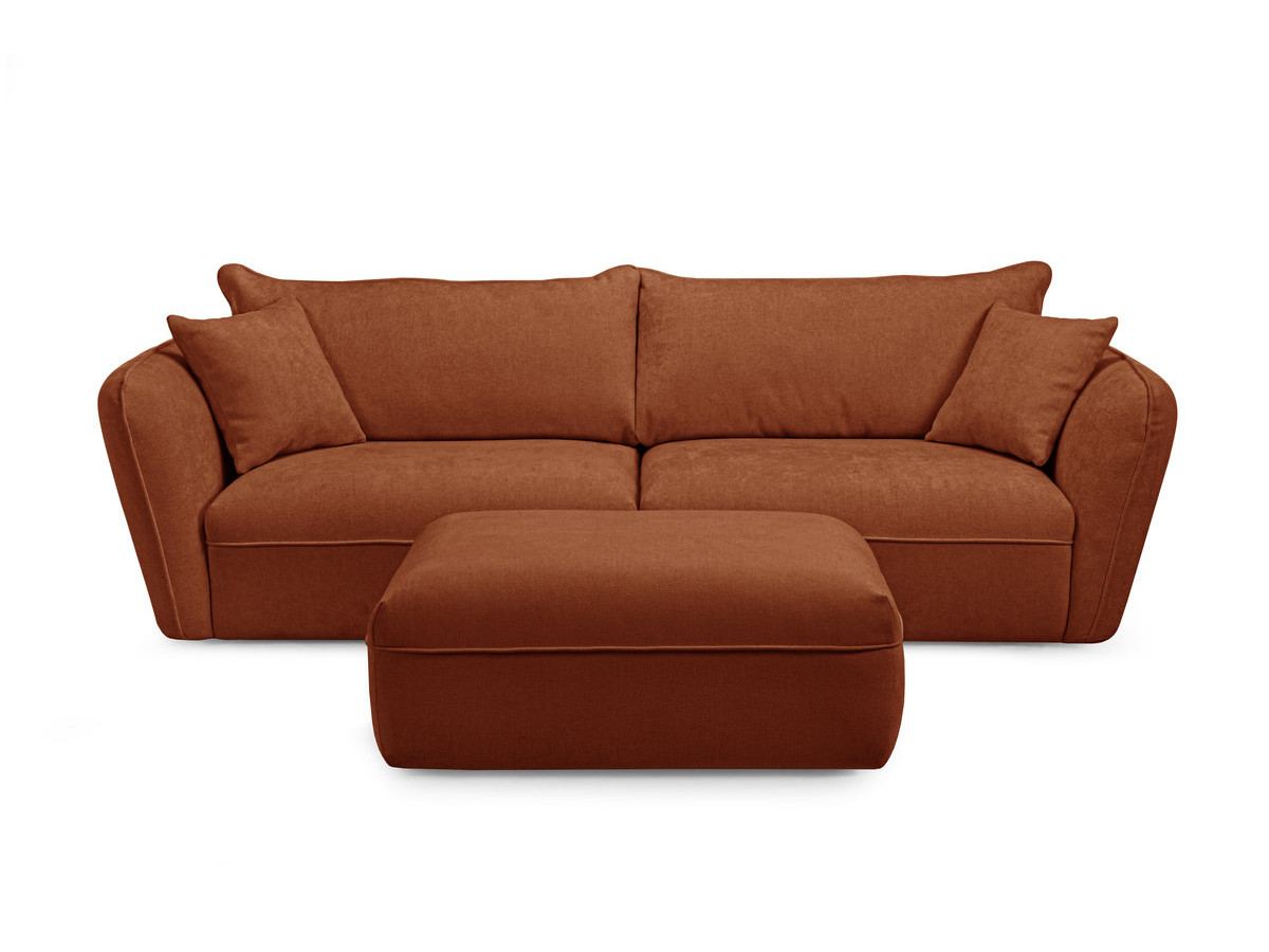 Bobochic Luigi Sofa 3-Sitzer mit Pouf Strukturstoff Orange