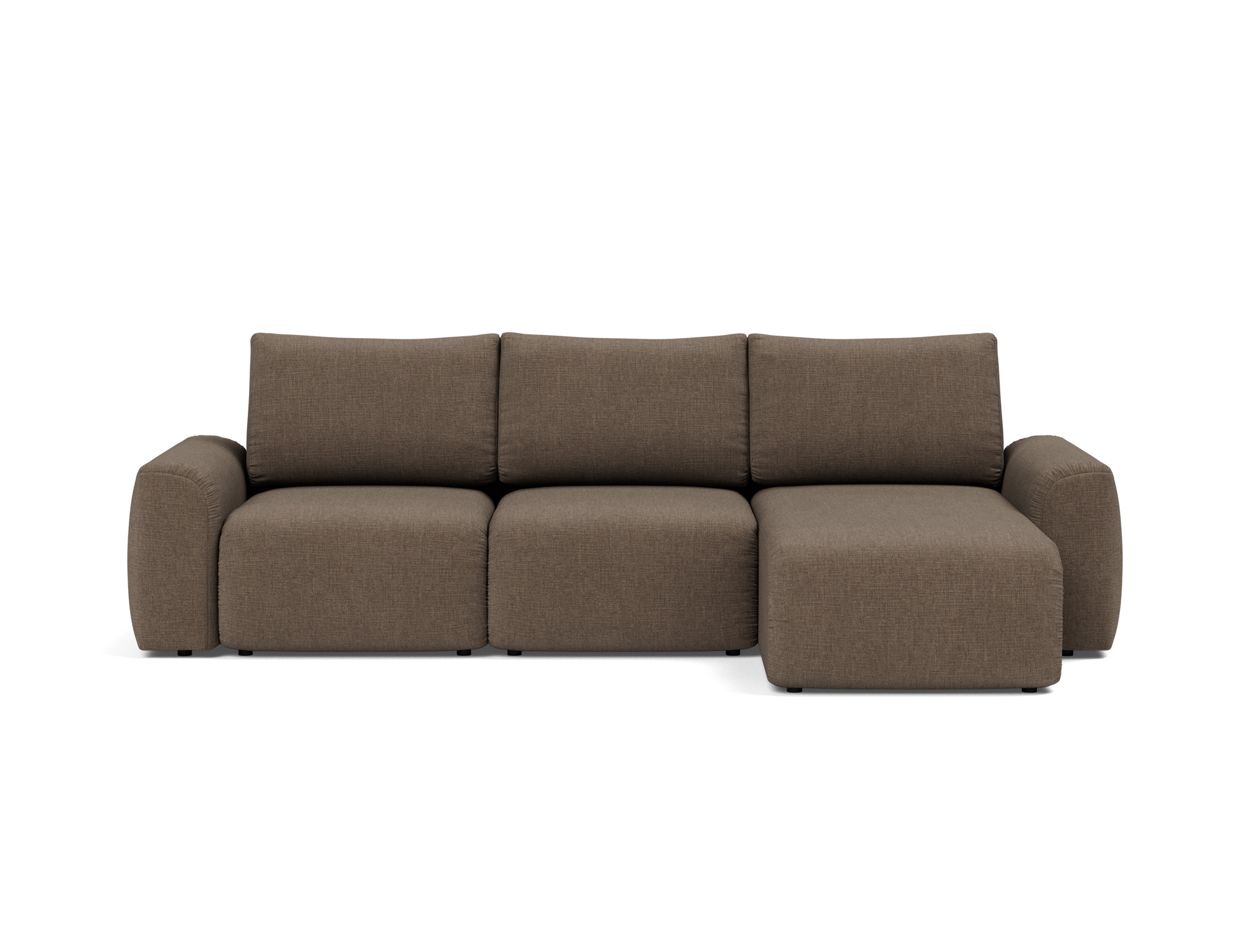 Schlafsofa Norum mit Chaiselongue und Chunky-Armlehnen Chenille Esina 411-Cedar-Brown