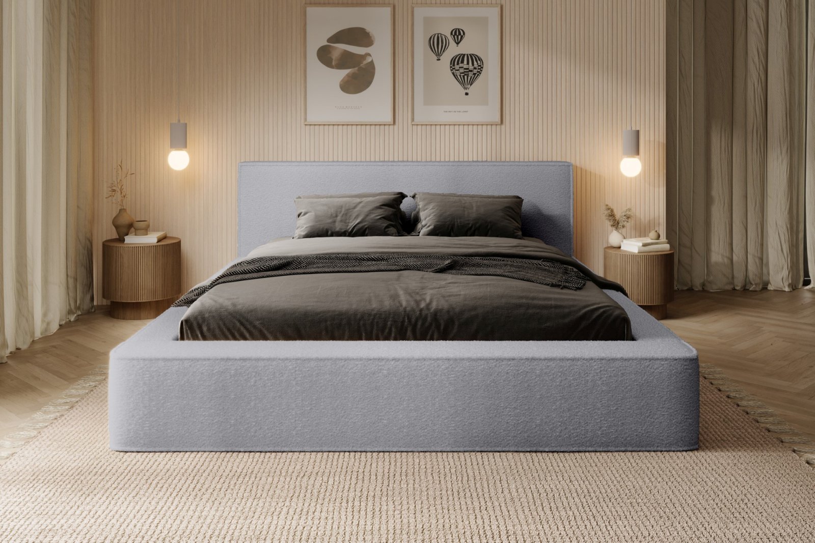 Polsterbett Delano Boucle 160x200 mit Holzrahmen Euphoria 17 Dove