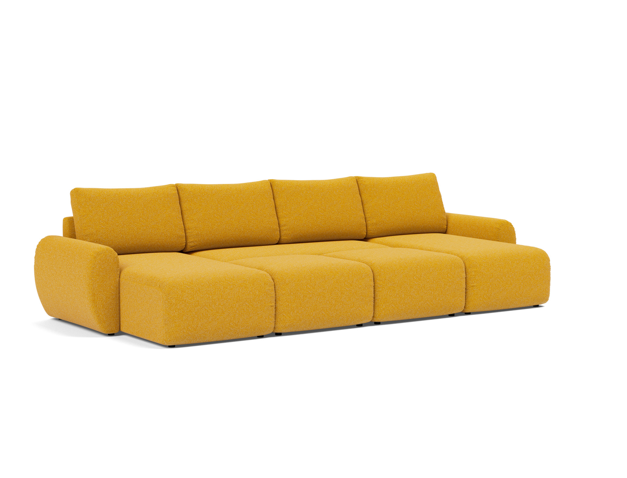 Schlafsofa Norum U-Form mit Curve-Armlehnen Boucle Skandi 536-Ochre