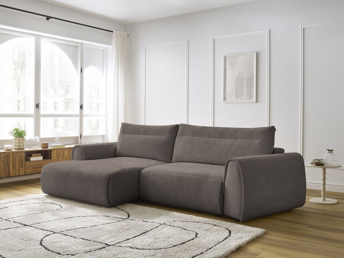 Bobochic Aden Ecksofa 293 × 152 cm Stoff Taupe Ecke links