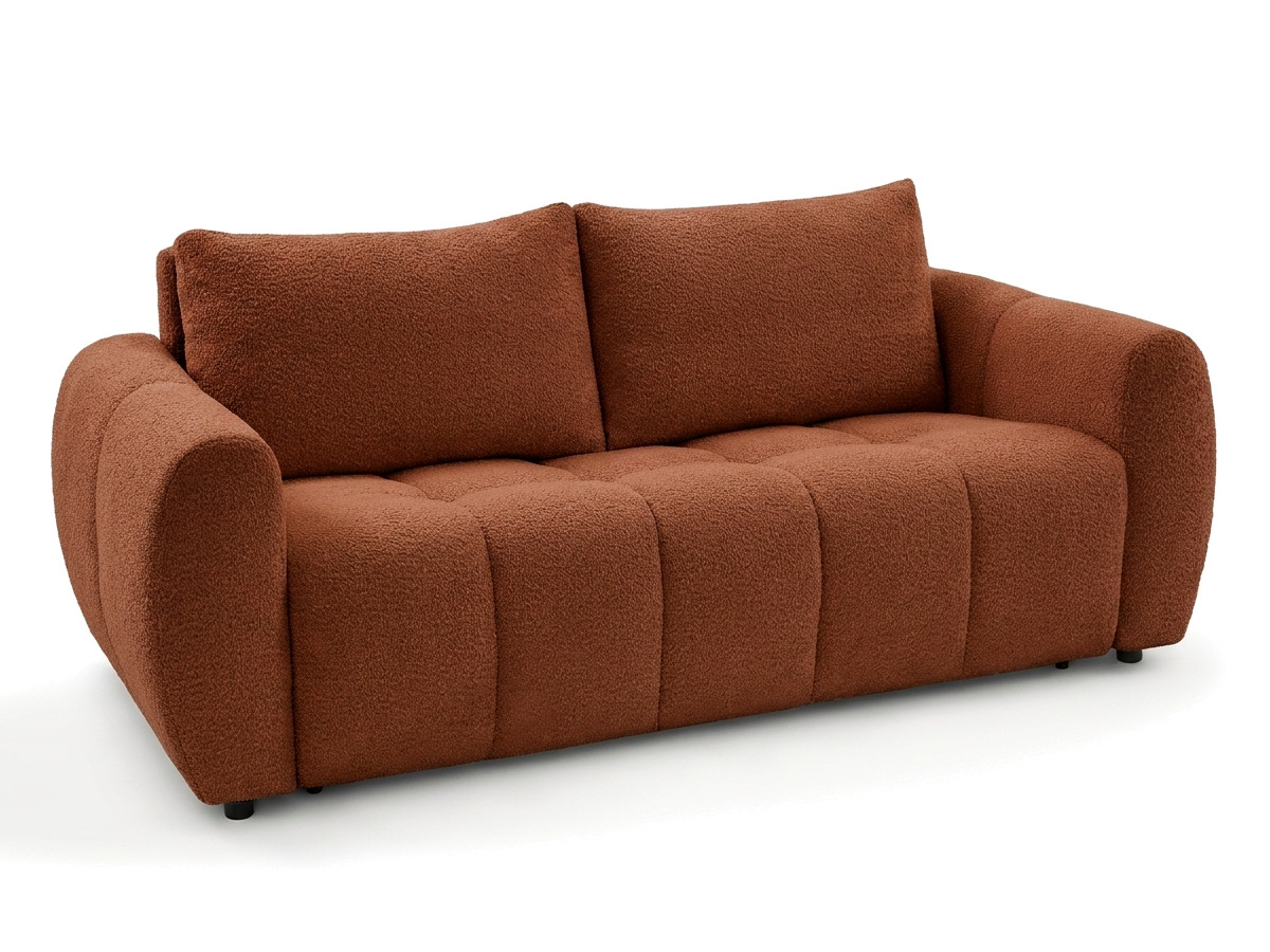 Bobochic Fuji Schlafsofa 3-Sitzer Bouclé-Stoff Orange