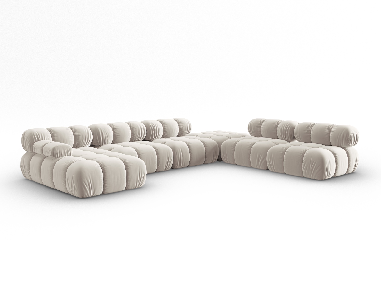 Micadoni Modulares Panorama Ecksofa Bellis 7-Sitzer Rechts Samt Bluvel Dunkelbeige