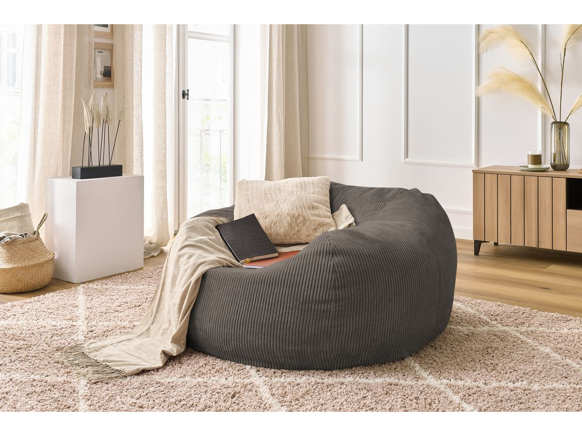 Bobochic Voltaire Pouf 120 × 70 cm Cordsamt Taupe