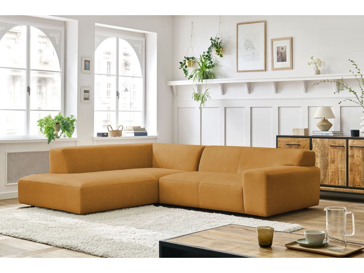 Bobochic Lavena Ecksofa 272 × 220 cm Samt Gelb Ecke links