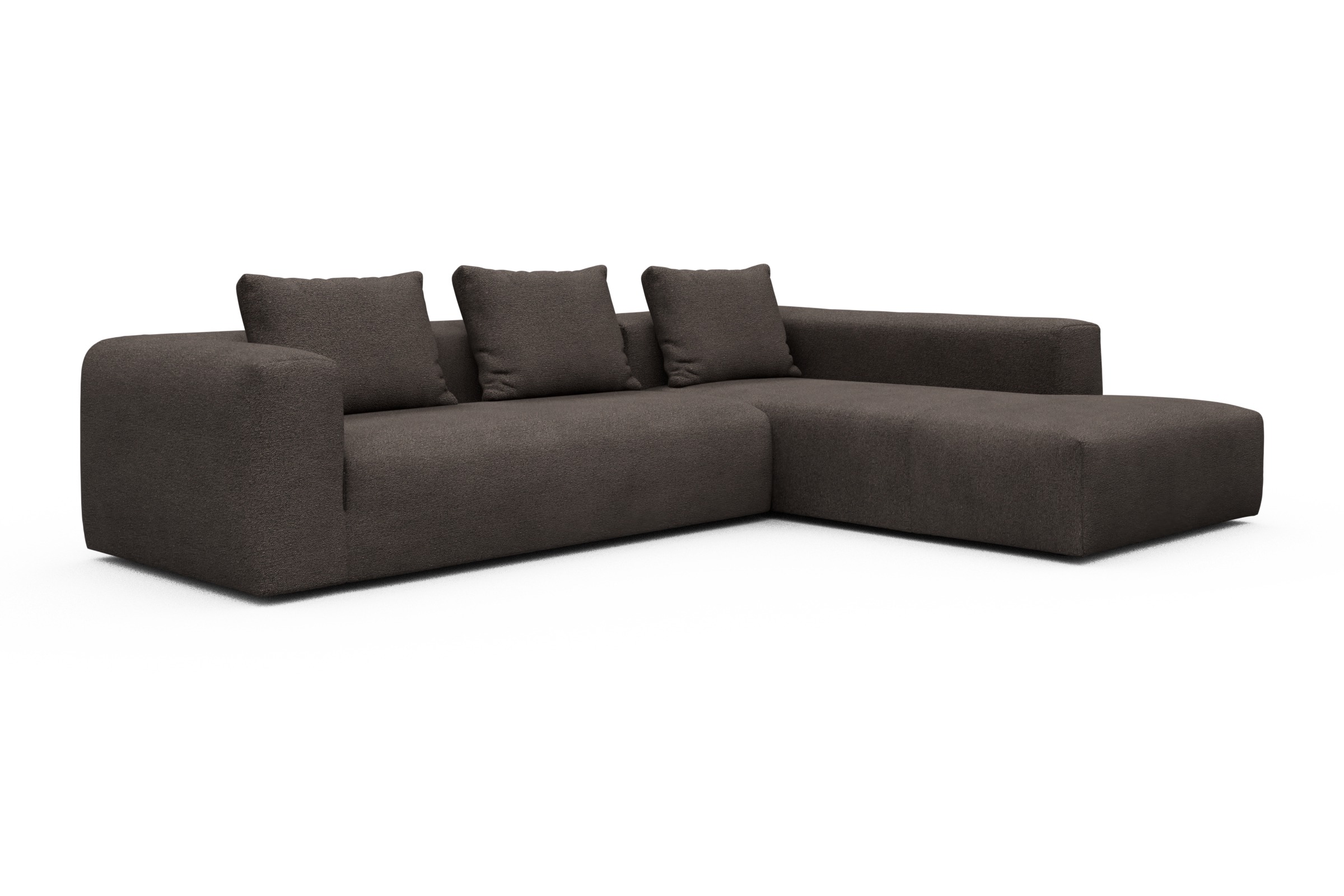 Ecksofa Fred Relax-Ecke rechts mit 2,5-Sitzer Boucle-Taupe