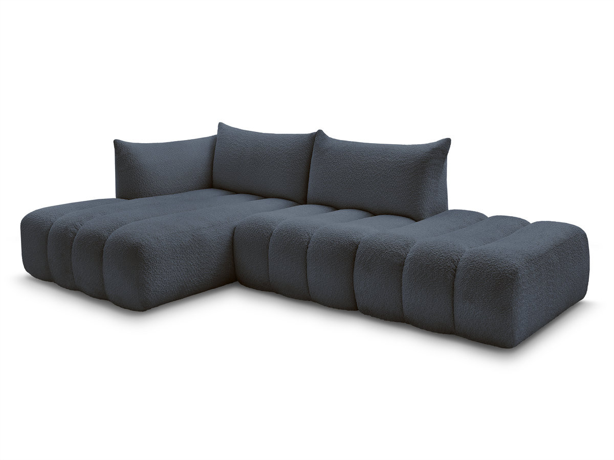 Bobochic Azra Ecksofa 319 × 178 cm Bouclé-Stoff Dunkelblau Ecke links