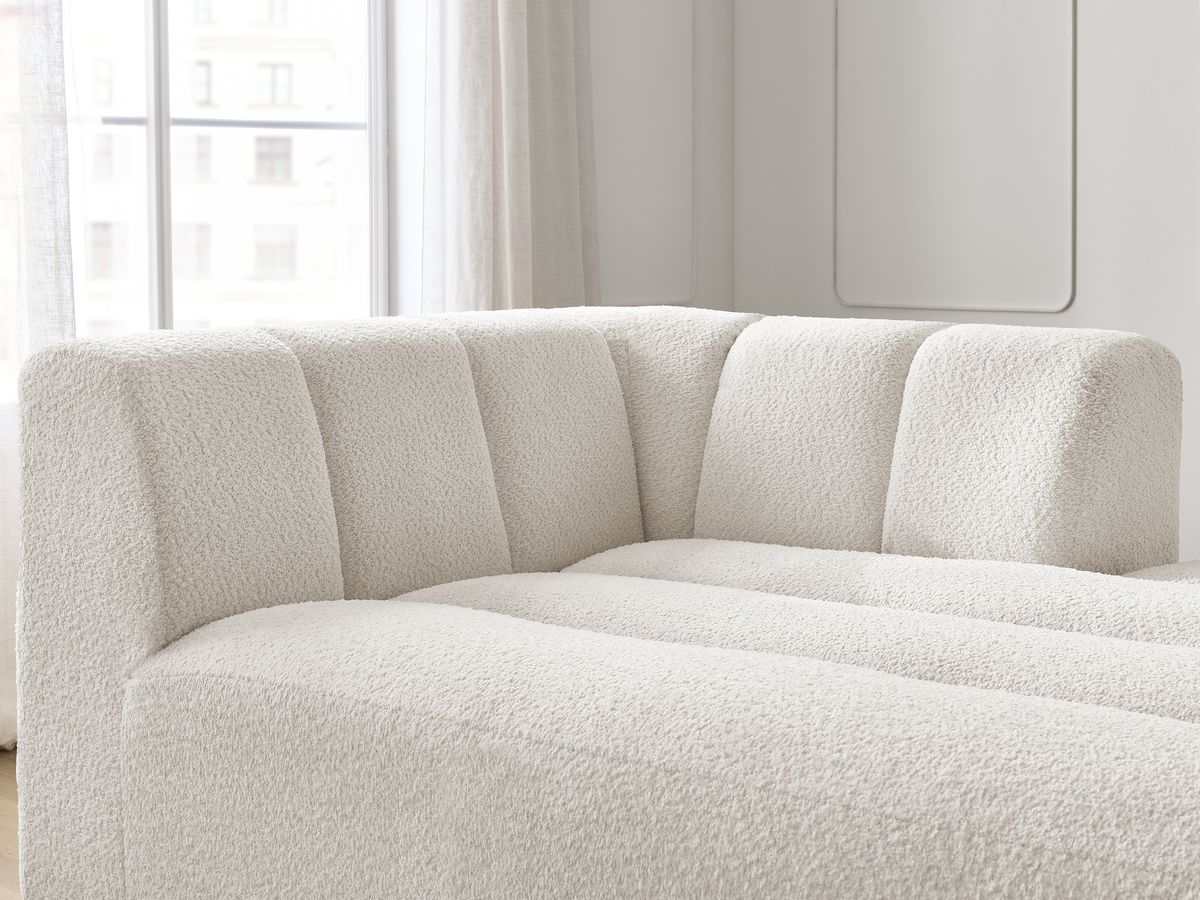 Bobochic Annecy Méridienne-Modul Bouclé-Stoff Weiß Ecke rechts