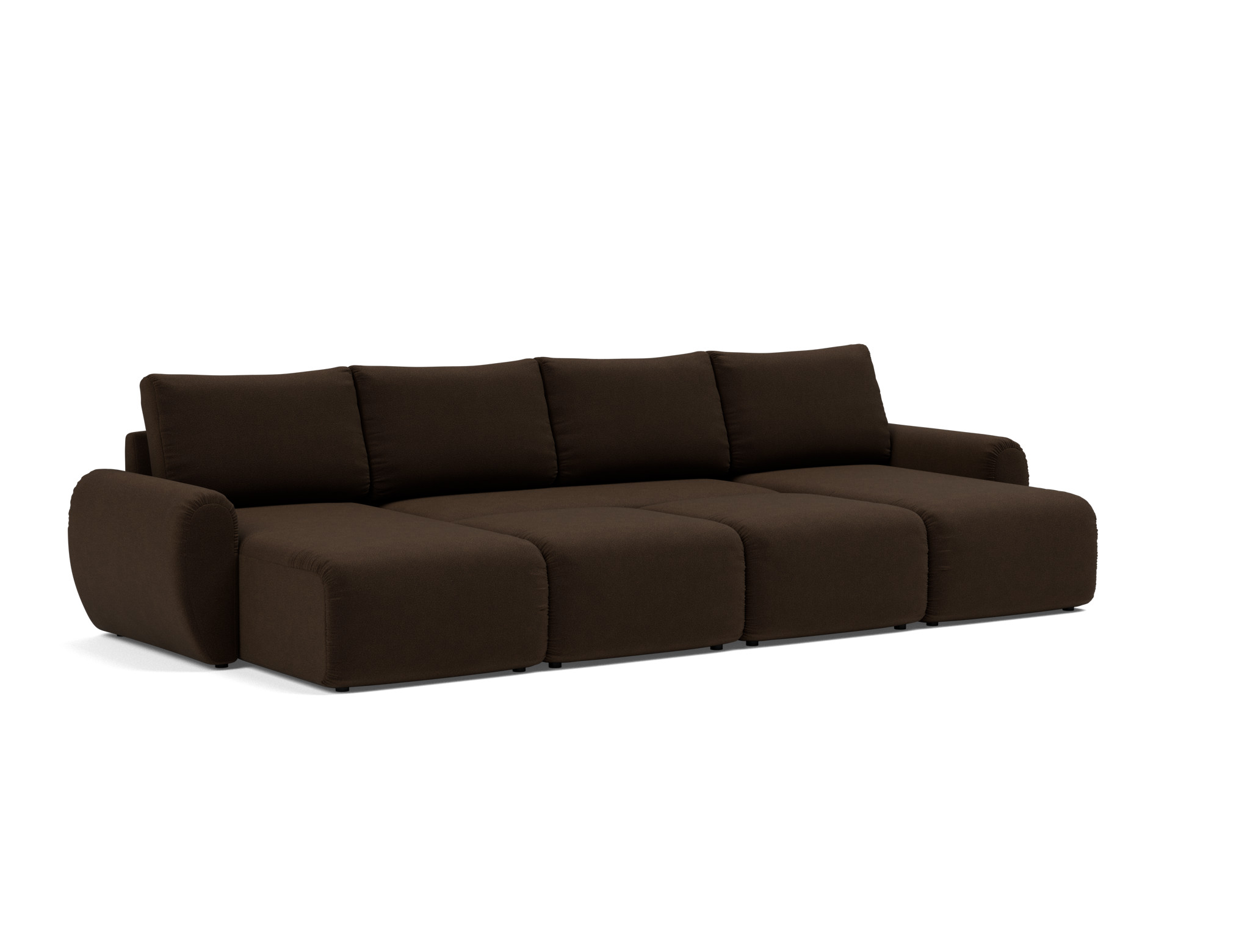 Schlafsofa Norum U-Form mit Curve-Armlehnen Strukturierter Stoff Taura 358-Chocco