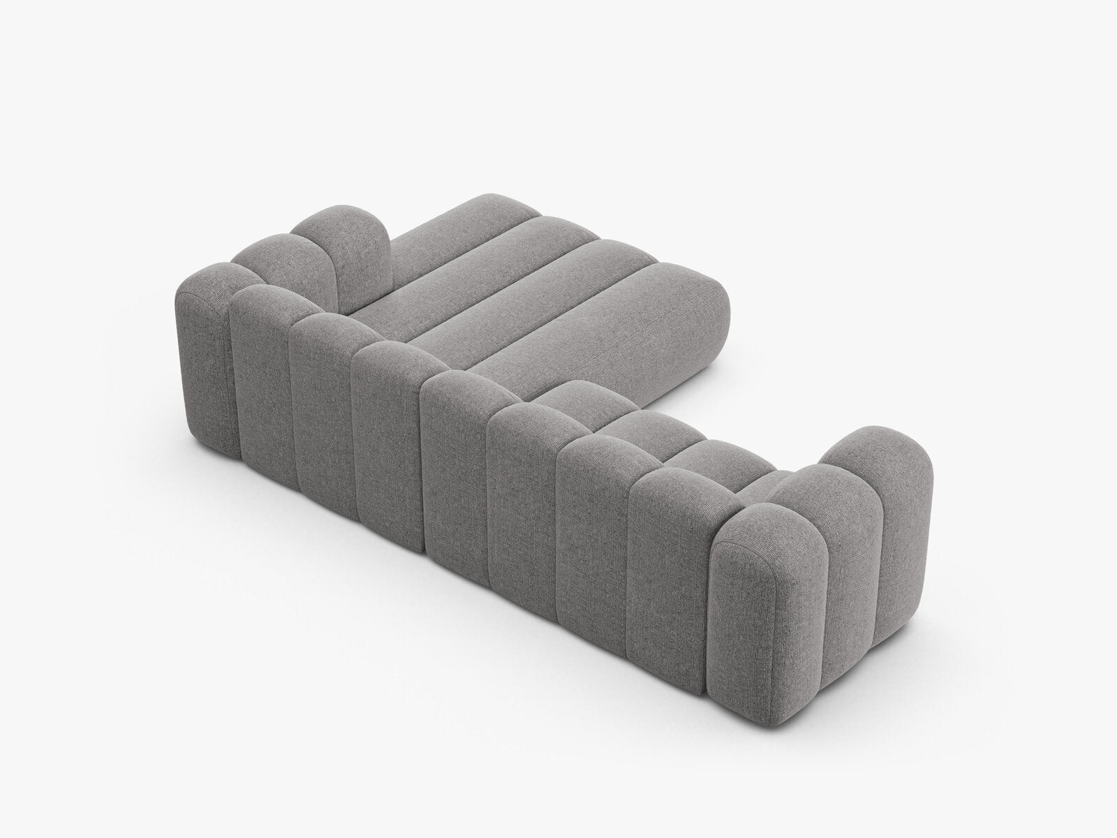 Micadoni Modulares Ecksofa Lupine 4-Sitzer mittelgroß Rechts Chenille Eden Hellgrau