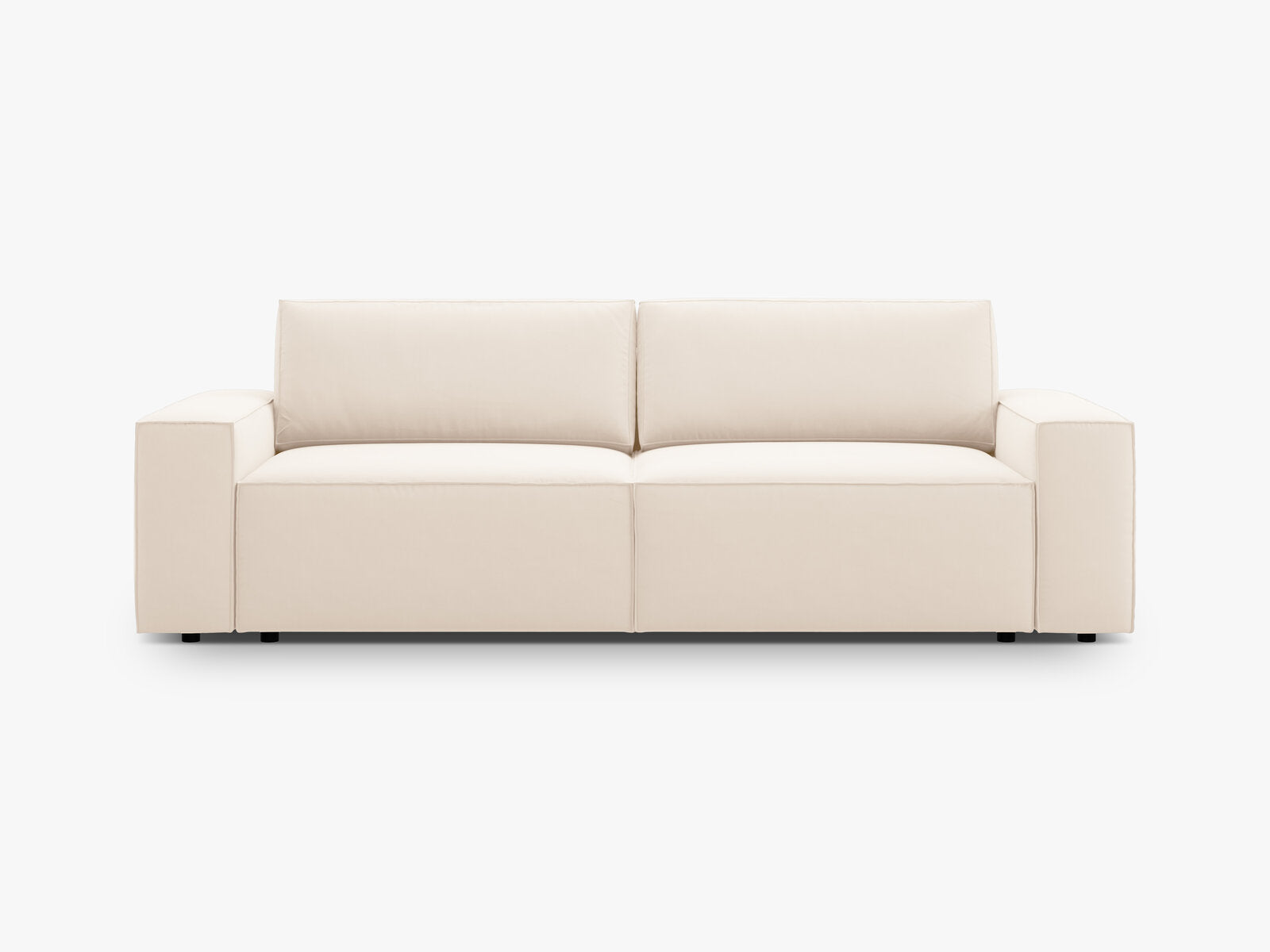Micadoni Schlafsofa Jodie 3-Sitzer Samt Helles Beige