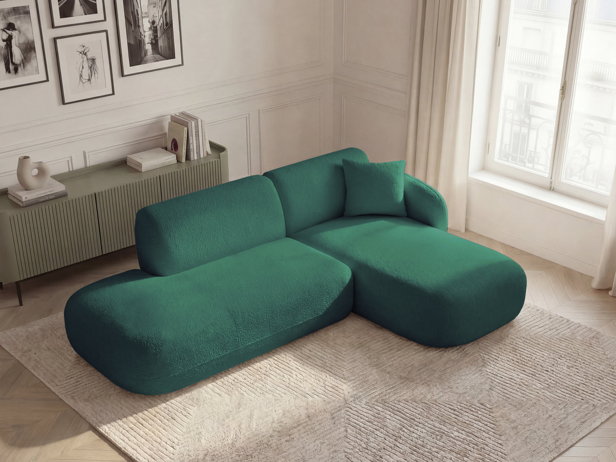 Bobochic Anda Ecksofa 241 × 163 cm Chenille Dunkelgrün Ecke rechts