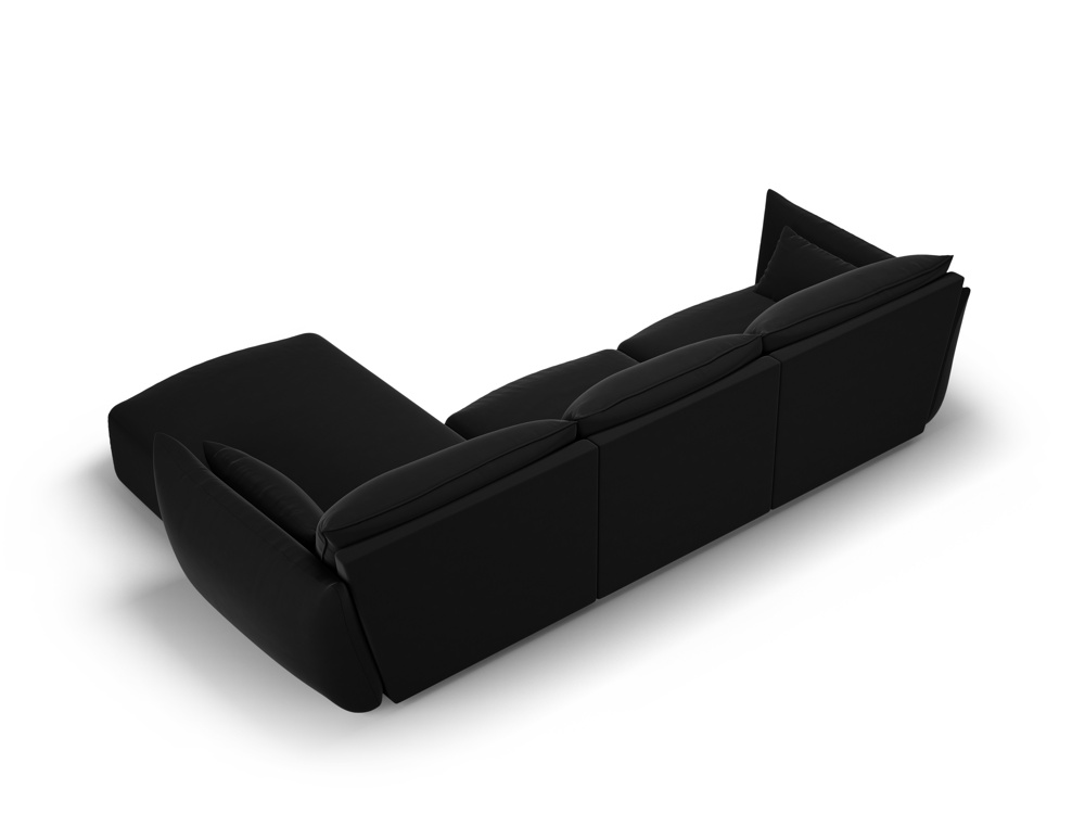 Cosmopolitan Design Ecksofa Matera 4-Sitzer Samt Salvador Schwarz Rechts