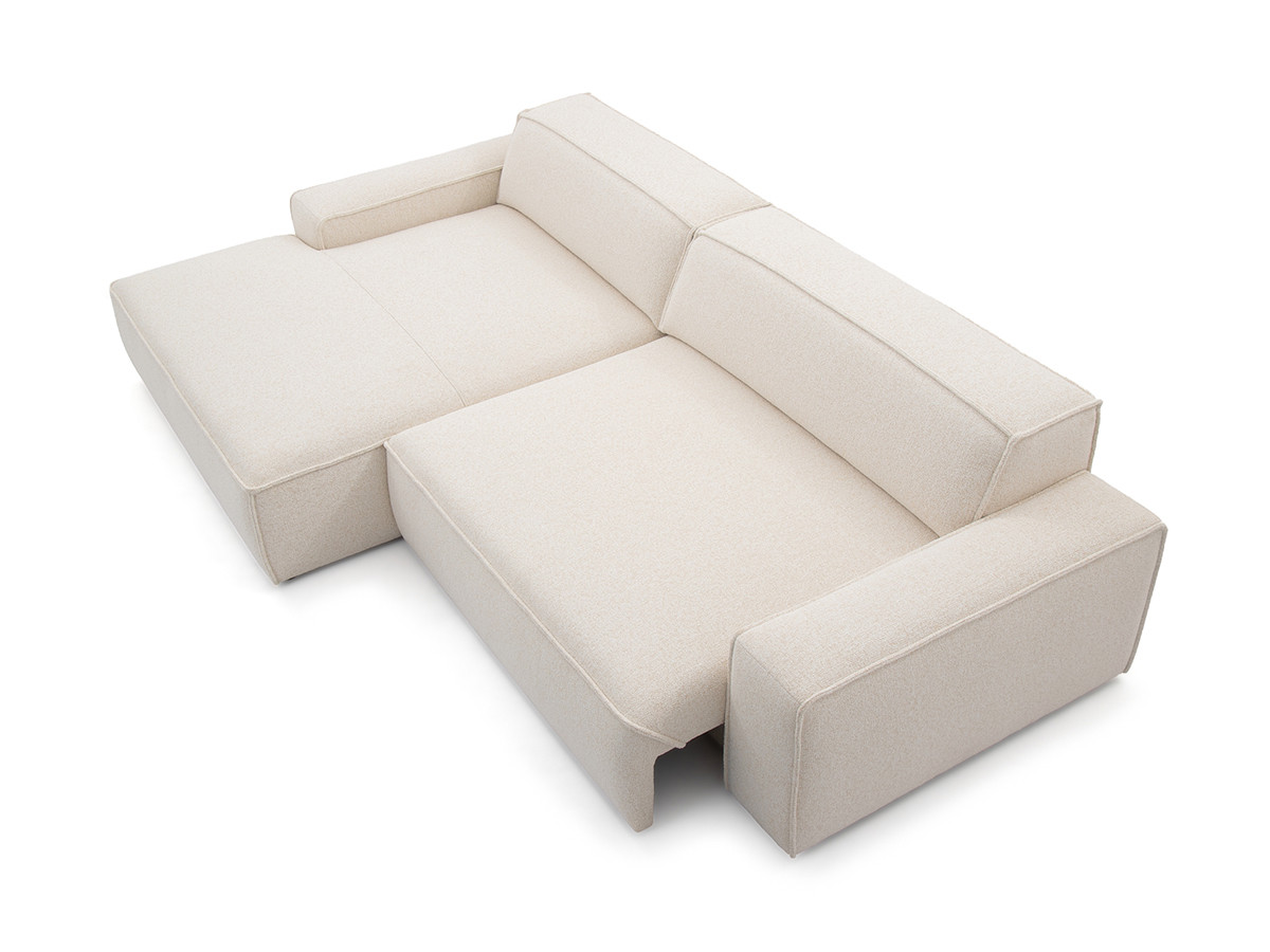 Bobochic Abel Ecksofa mit Schlaffunktion Melange-Stoff Beige Ecke links