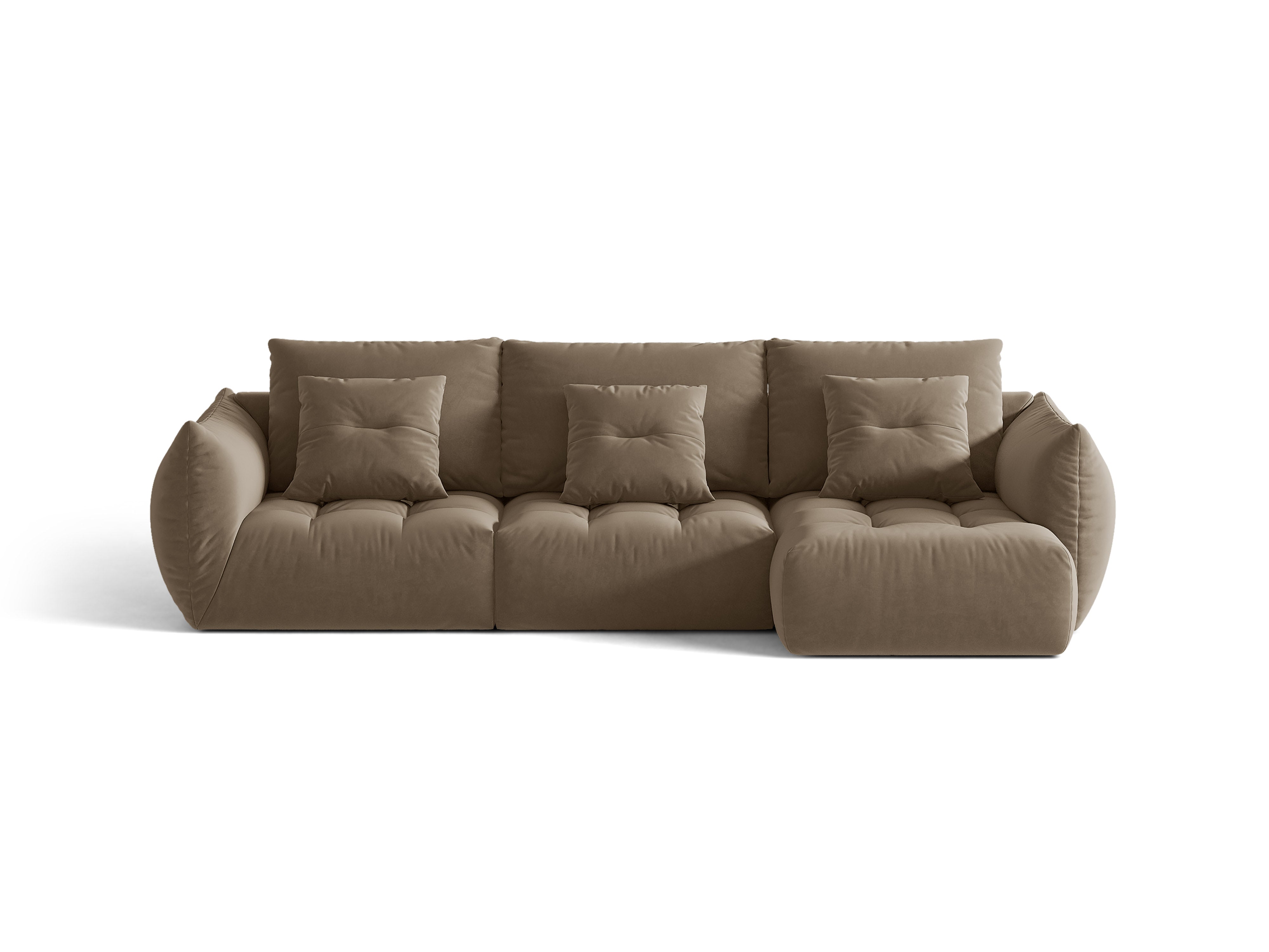 Micadoni Bloom Ecksofa 6-Sitzer Rechts Samt Casino Hellbraun