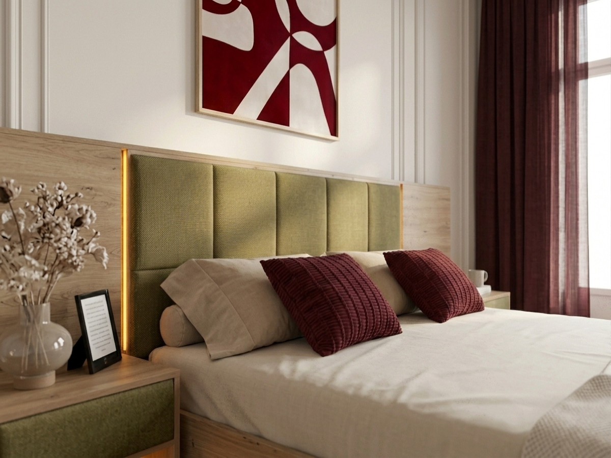 Bobochic Ryokan Polsterbett mit Bettkasten Strukturstoff Grün, Liegefläche 180 × 200 cm